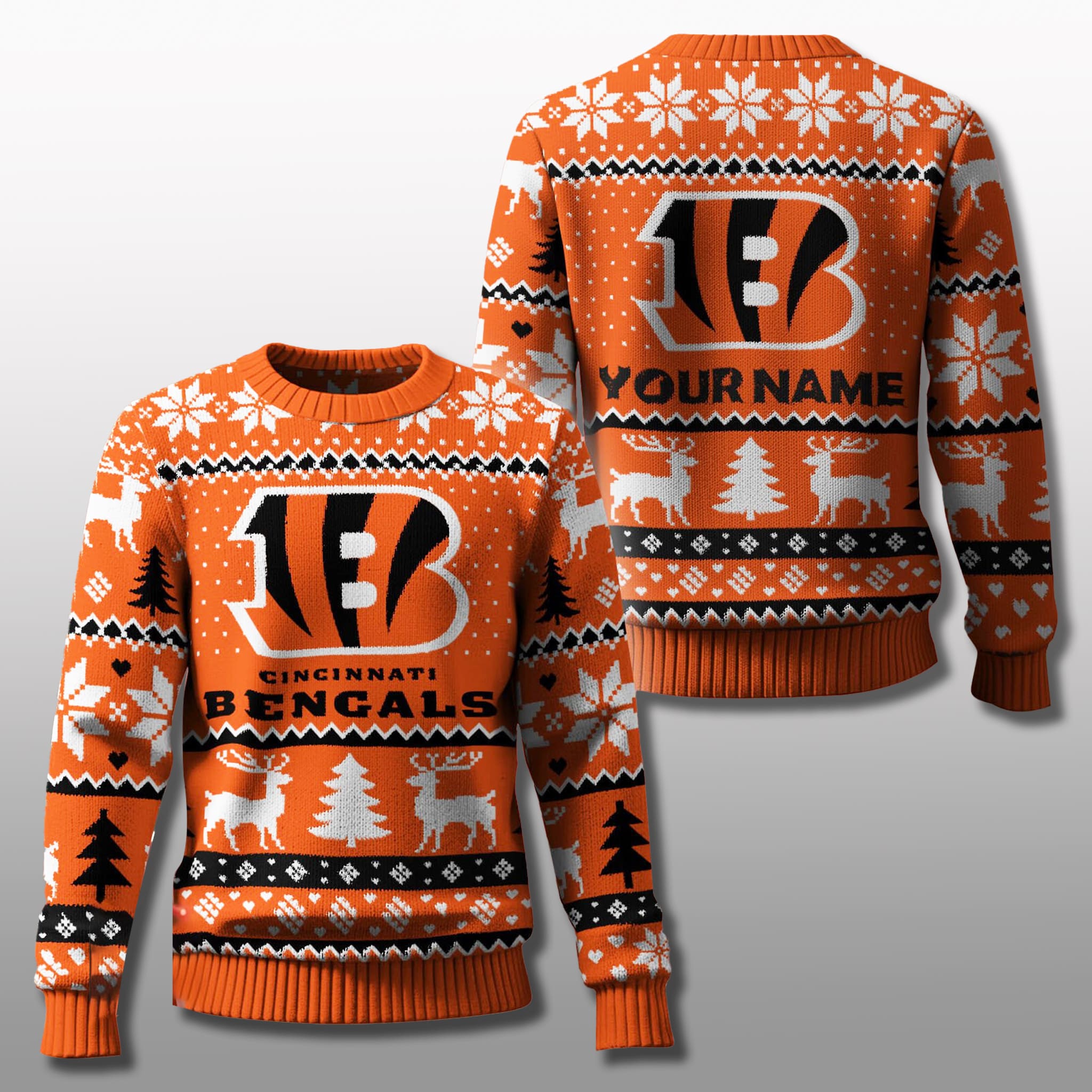Bengals Personalized Ugly Christmas Sweater 2025 2 Cincinnati Bengals Personalized Ugly Christmas Sweater 2025