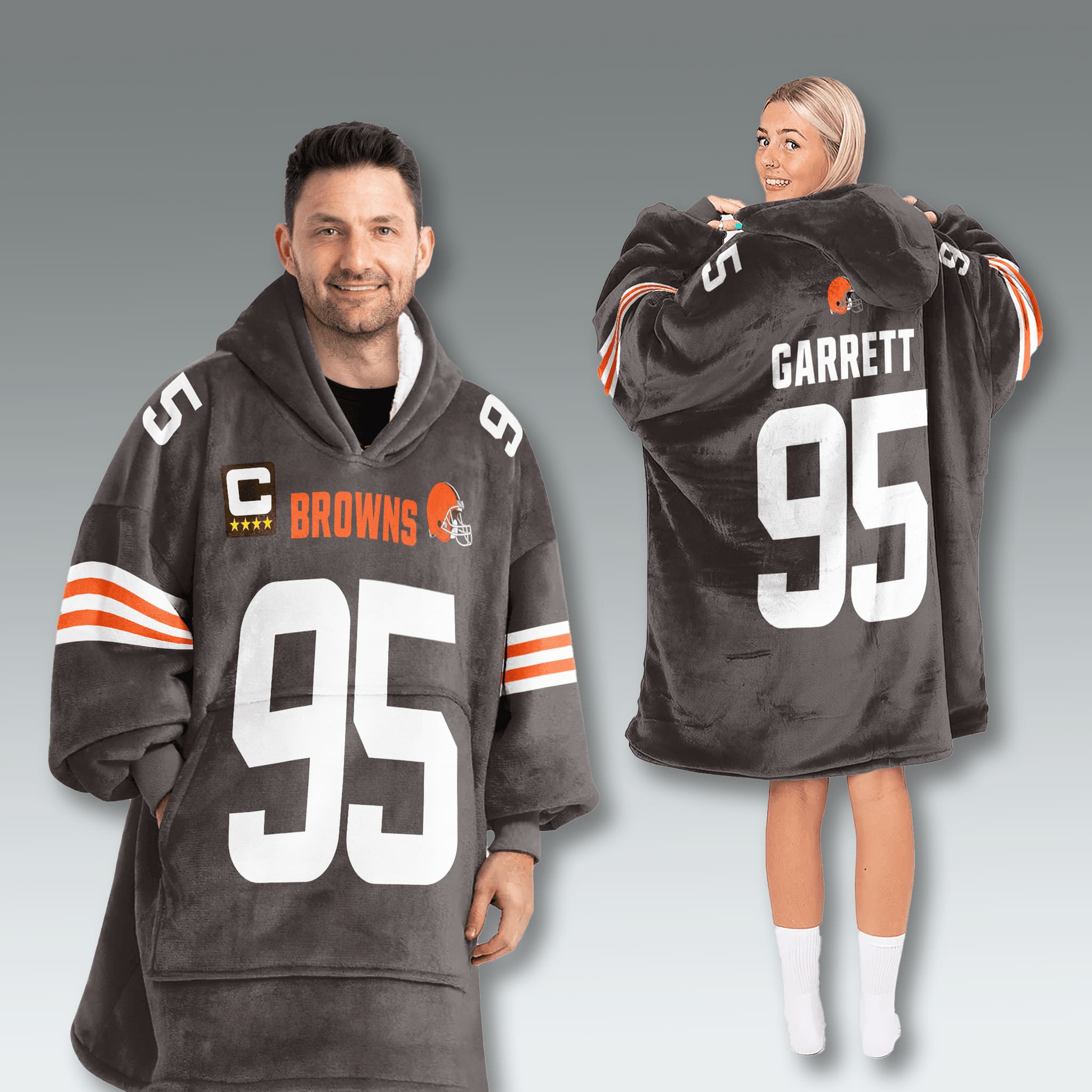 Cleveland Browns Captain Patch Blanket Hoodie Cleveland Browns Captain Patch Blanket Hoodie