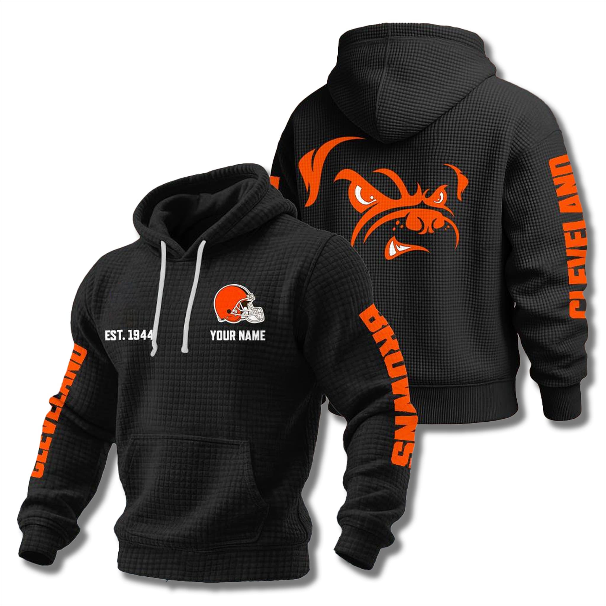 Browns Est 1944 Waffle Hoodie 1 Cleveland Browns Est 1944 Waffle Hoodie 2