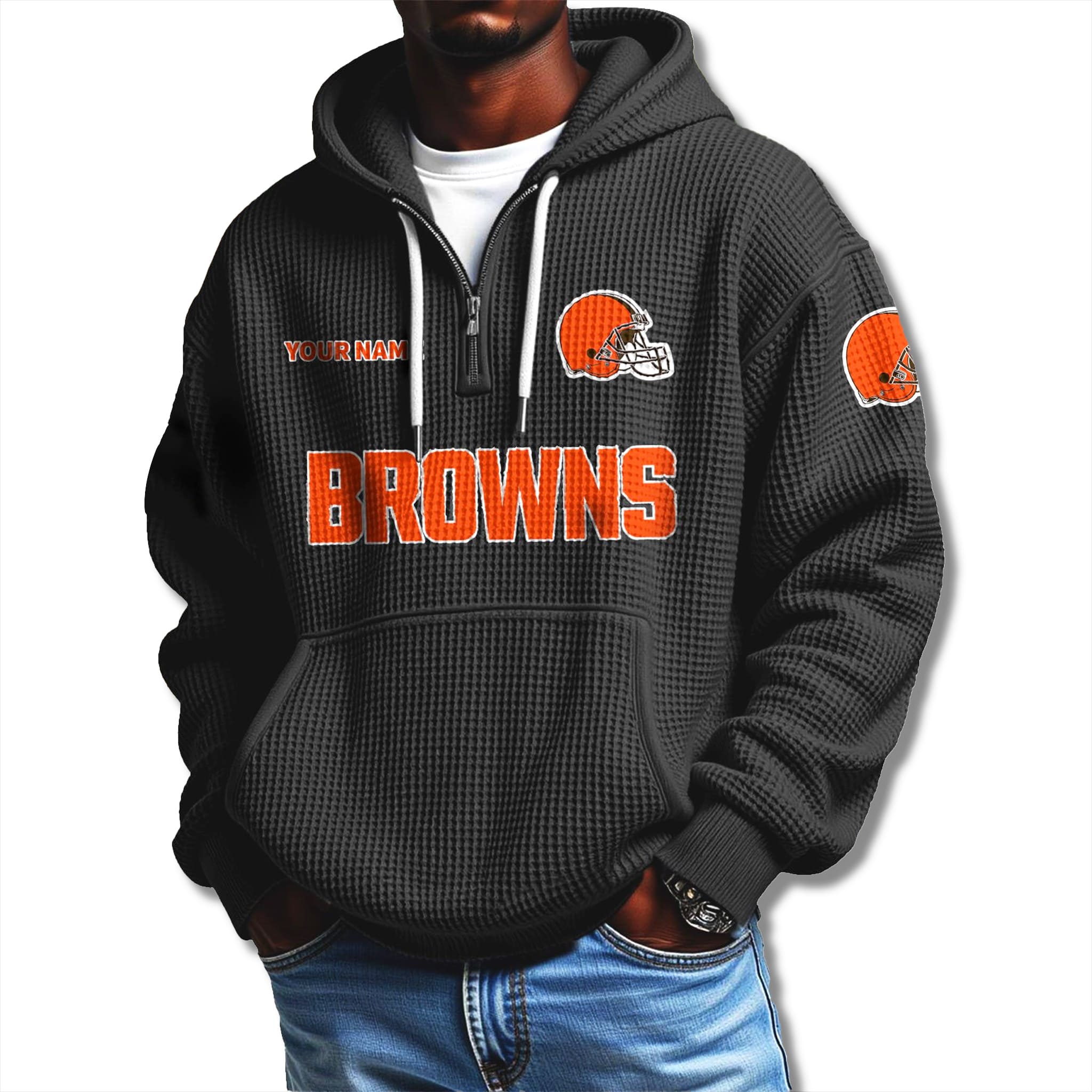 Browns Waffle Quarter Zip Hoodie 2025 1 Cleveland Browns Quarter Zip Waffle Hoodie 2025 1