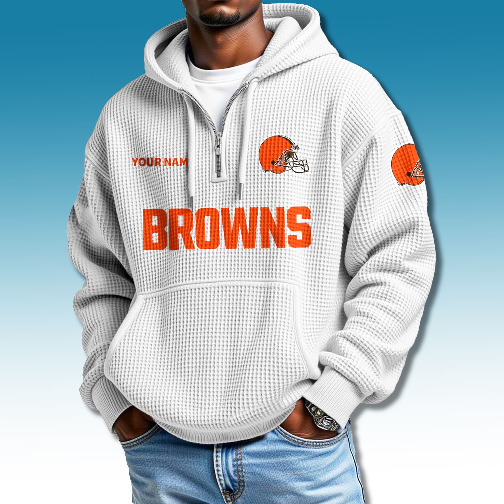 Cleveland Browns Quarter Zip Waffle Hoodie 2025 3 Cleveland Browns Quarter Zip Waffle Hoodie 2025 3