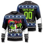 Cowboys Drink Up Grnch Ugly Christmas Sweater 2025
