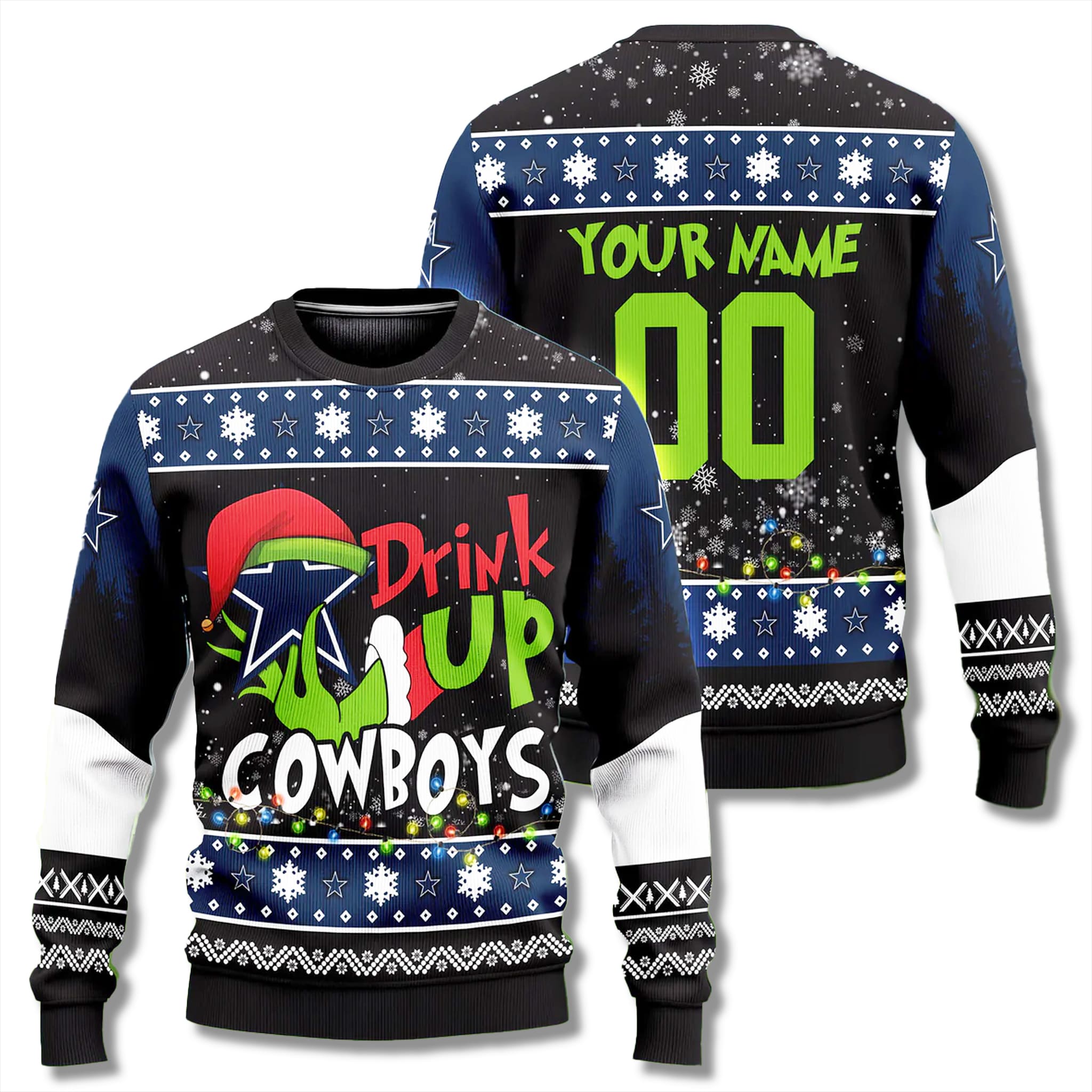 Cowboys Drink Up Grnch Ugly Christmas Sweater 2025 1 Dallas Cowboys Drink Up Grinch Ugly Christmas Sweater 2025 1