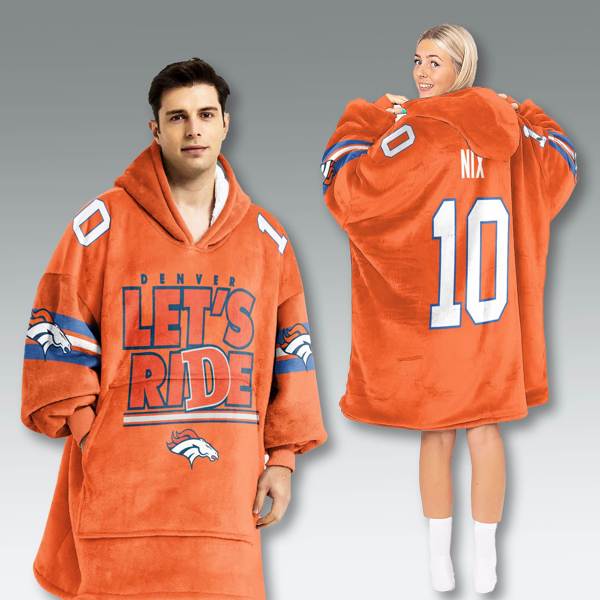 Denver Broncos Lets Ride Unisex Blanket Hoodie 2 Denver Broncos Lets Ride Unisex Blanket Hoodie 2