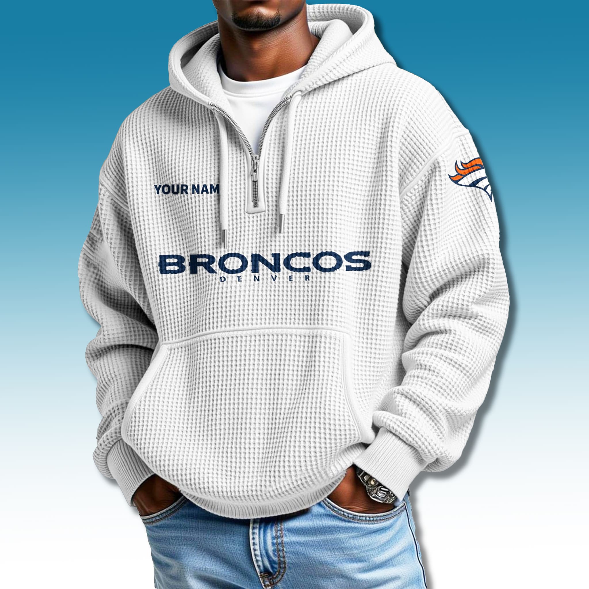 Denver Broncos Quarter Zip Waffle Hoodie 2025 4 Denver Broncos Quarter Zip Waffle Hoodie 2025 4