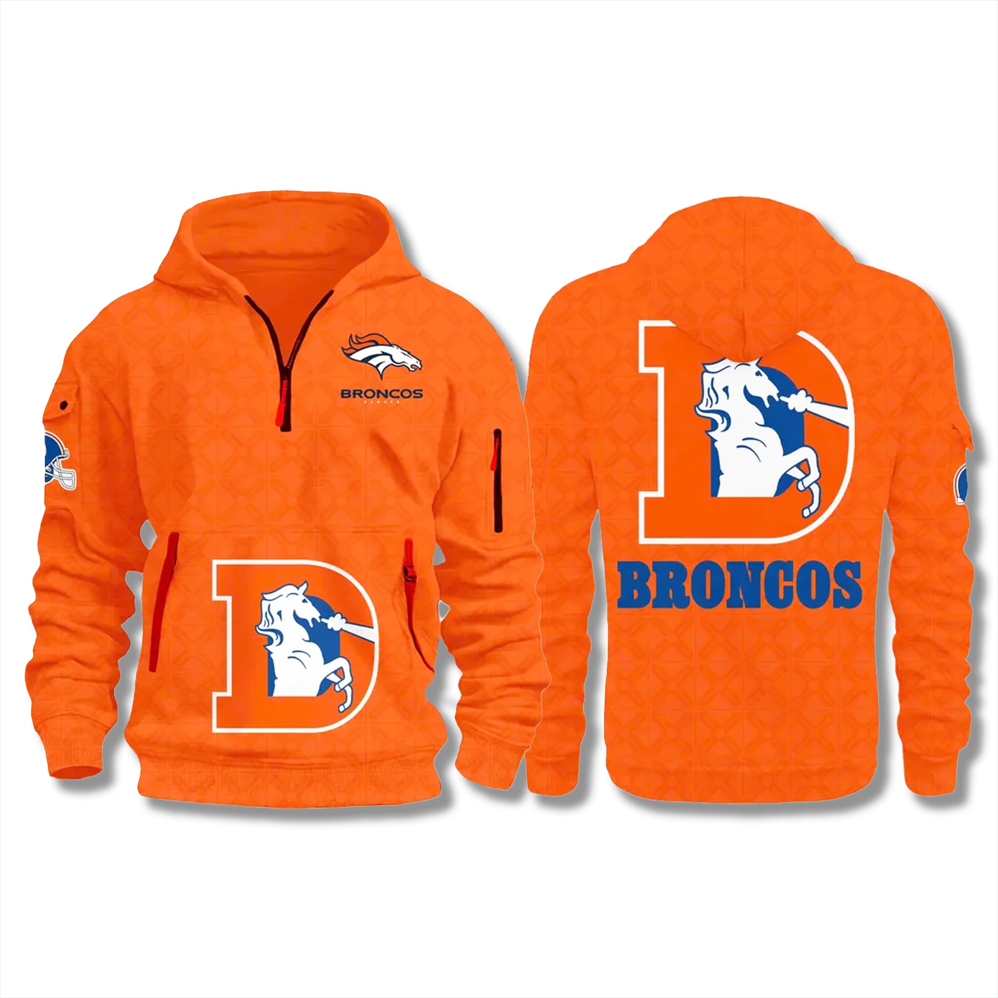 Denver Broncos Throwback 1977 Quarter Zip Hoodie 2 Denver Broncos Throwback 1977 Quarter Zip Hoodie 2