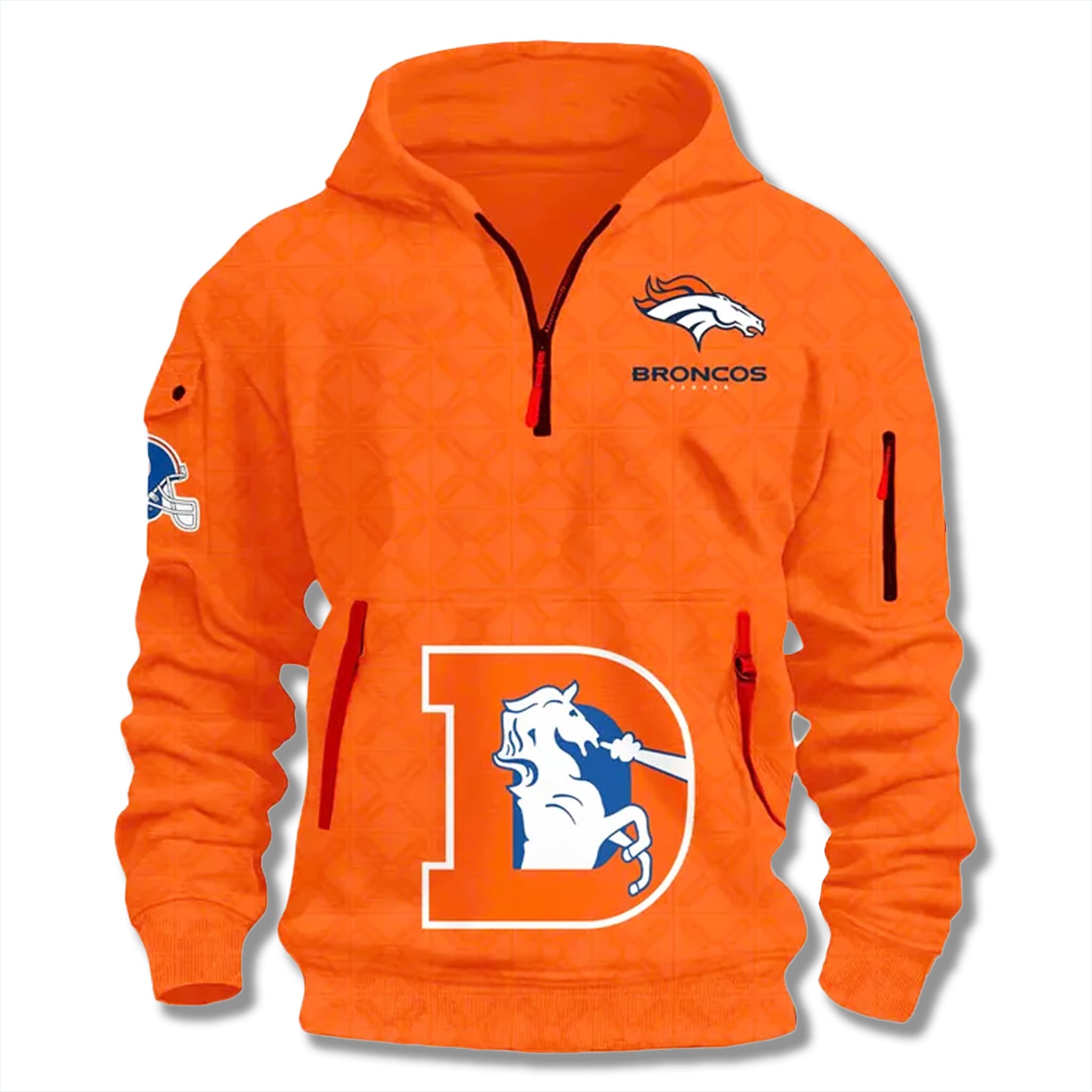Broncos Throwback 1977 Quarter Zip Hoodie 2 Denver Broncos Throwback 1977 Quarter Zip Hoodie