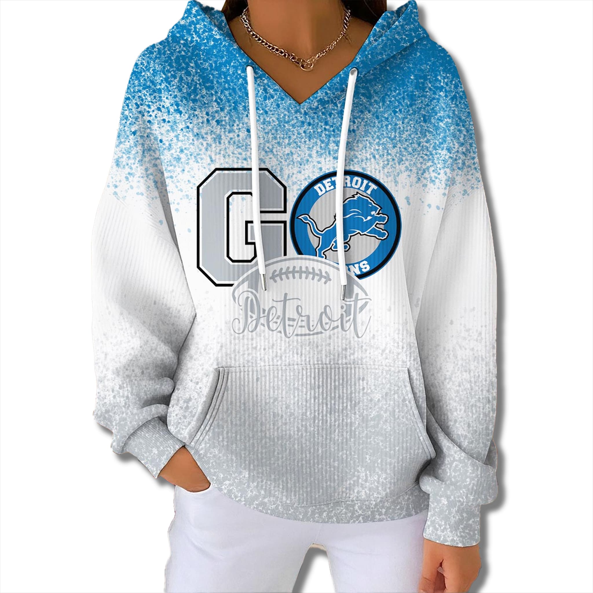 Go Lions 2025 Christmas Waffle Hoodie 1 Detroit Lions 2025 Christmas Waffle Hoodie 2