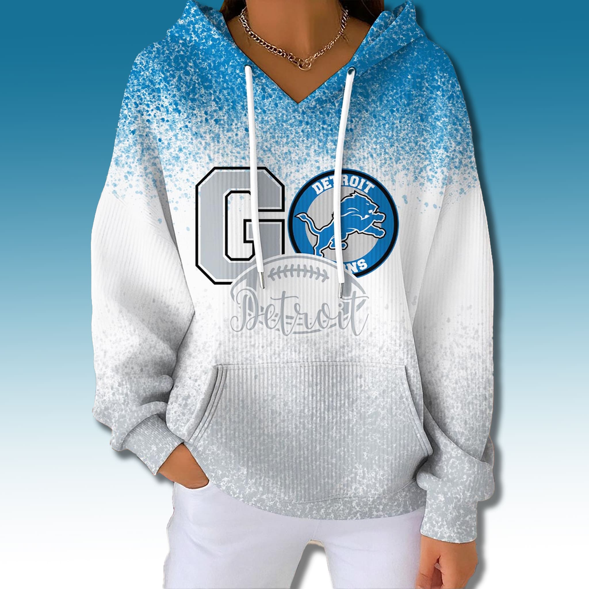 Detroit Lions 2025 Christmas Waffle Hoodie Detroit Lions 2025 Christmas Waffle Hoodie
