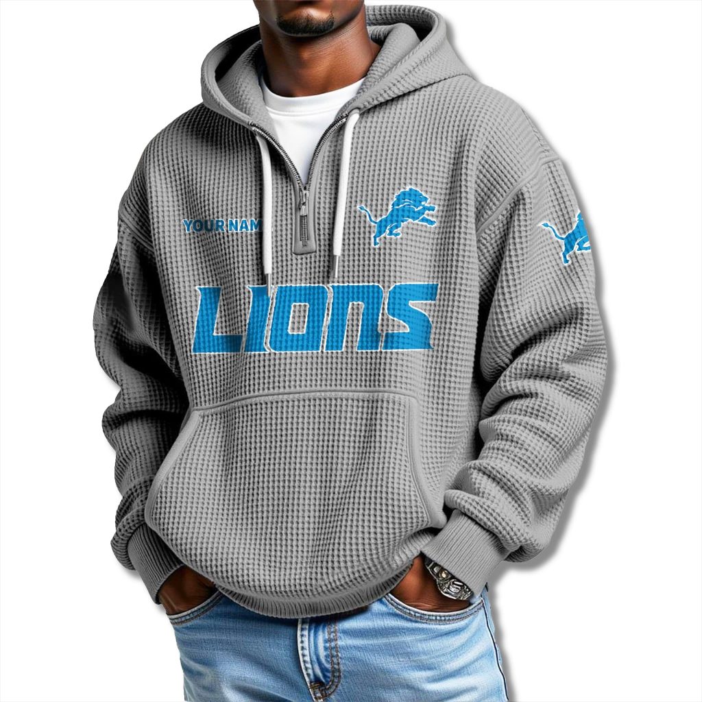 Detroit Lions Waffle Quarter Zip Hoodie 2025