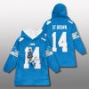 Detroit Lions St Brown Custom Unisex Blanket Hoodie 3