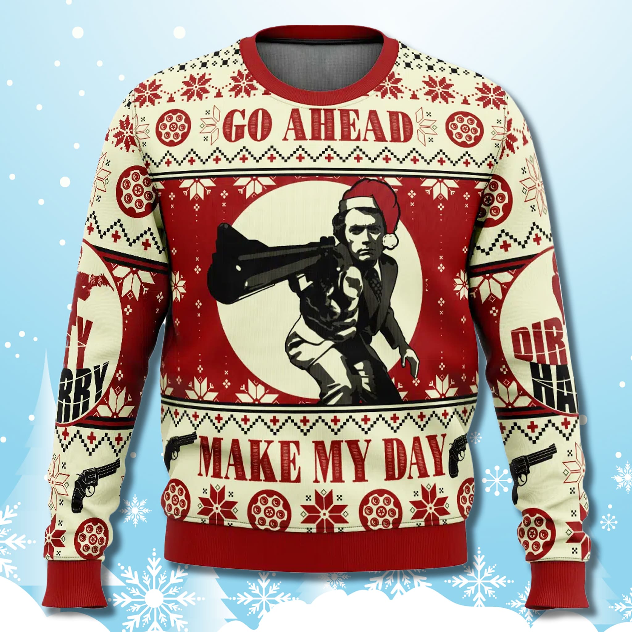 Dirty Harry Go Ahead Make My Day Ugly Christmas Sweater 3 Dirty Harry Go Ahead Make My Day Ugly Christmas Sweater