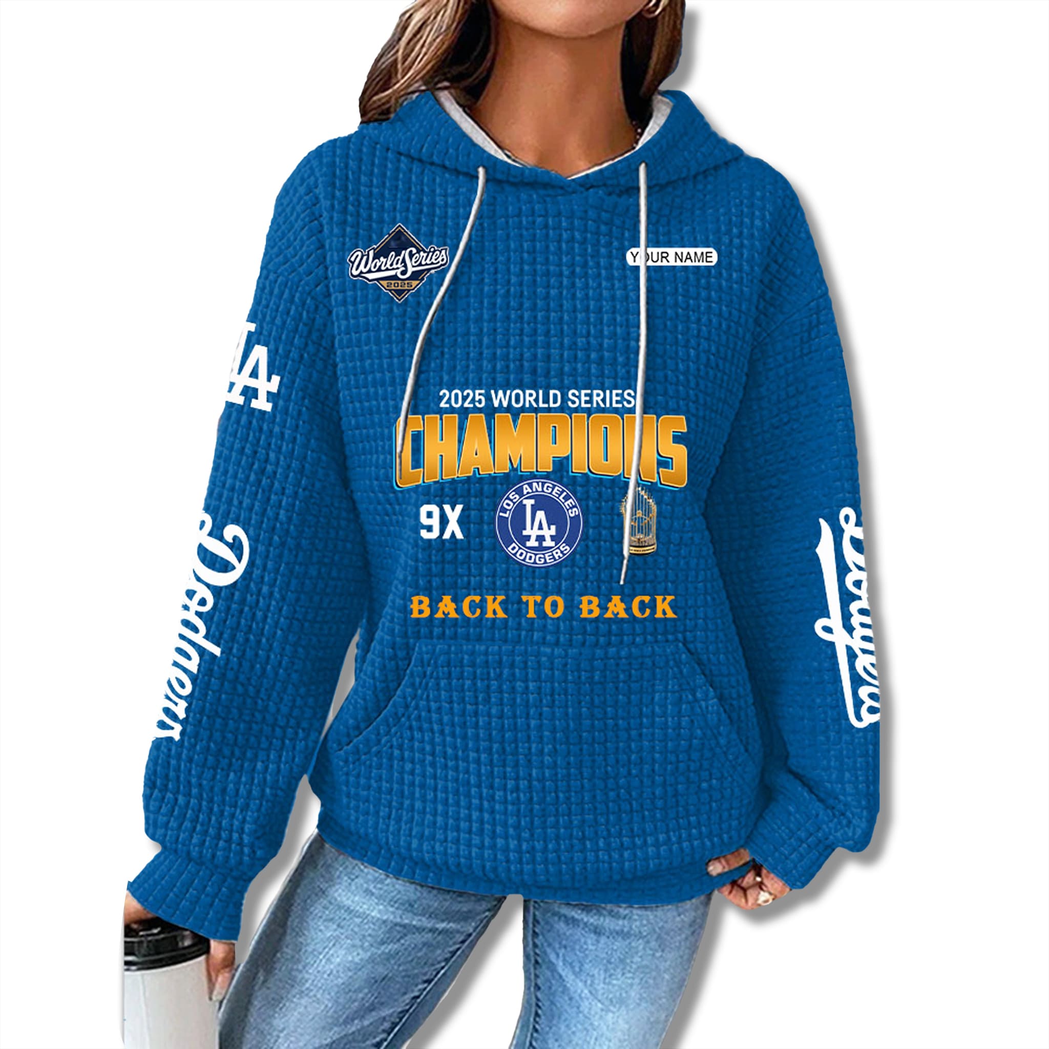 Dodgers Back To Back Champions 2025 Waffle Hoodie 3 Dodgers Back To Back Champions 2025 Waffle Hoodie 4