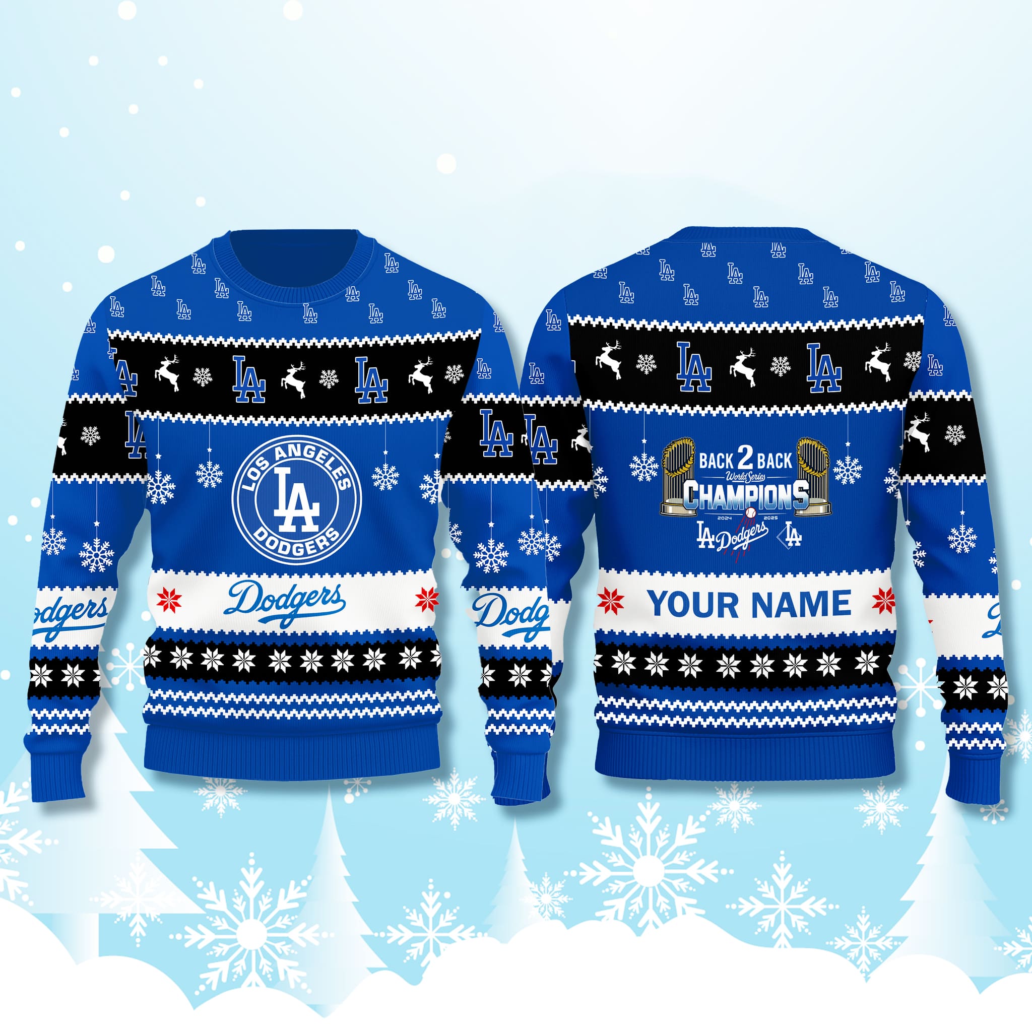 Dodgers World Series Champions Ugly Christmas Sweater 2025 1 Dodgers World Series Champions Ugly Christmas Sweater 2025 2