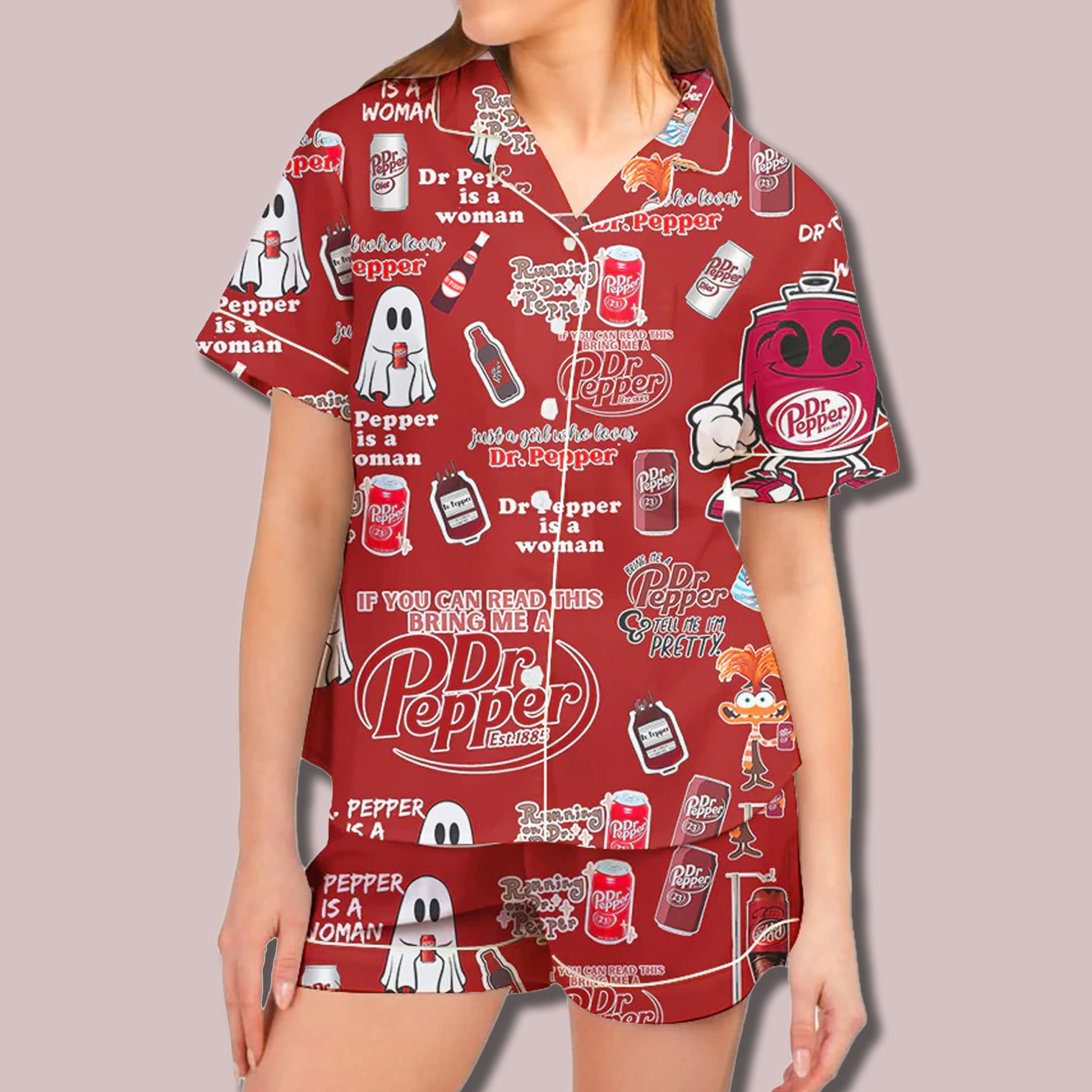 Dr Pepper Ghost Silky Satin Pajama Set Dr Pepper Ghost Silky Satin Pajama Set