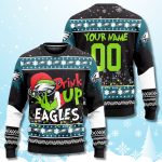 Drink Up Eagles Grnch Ugly Christmas Sweater 2025