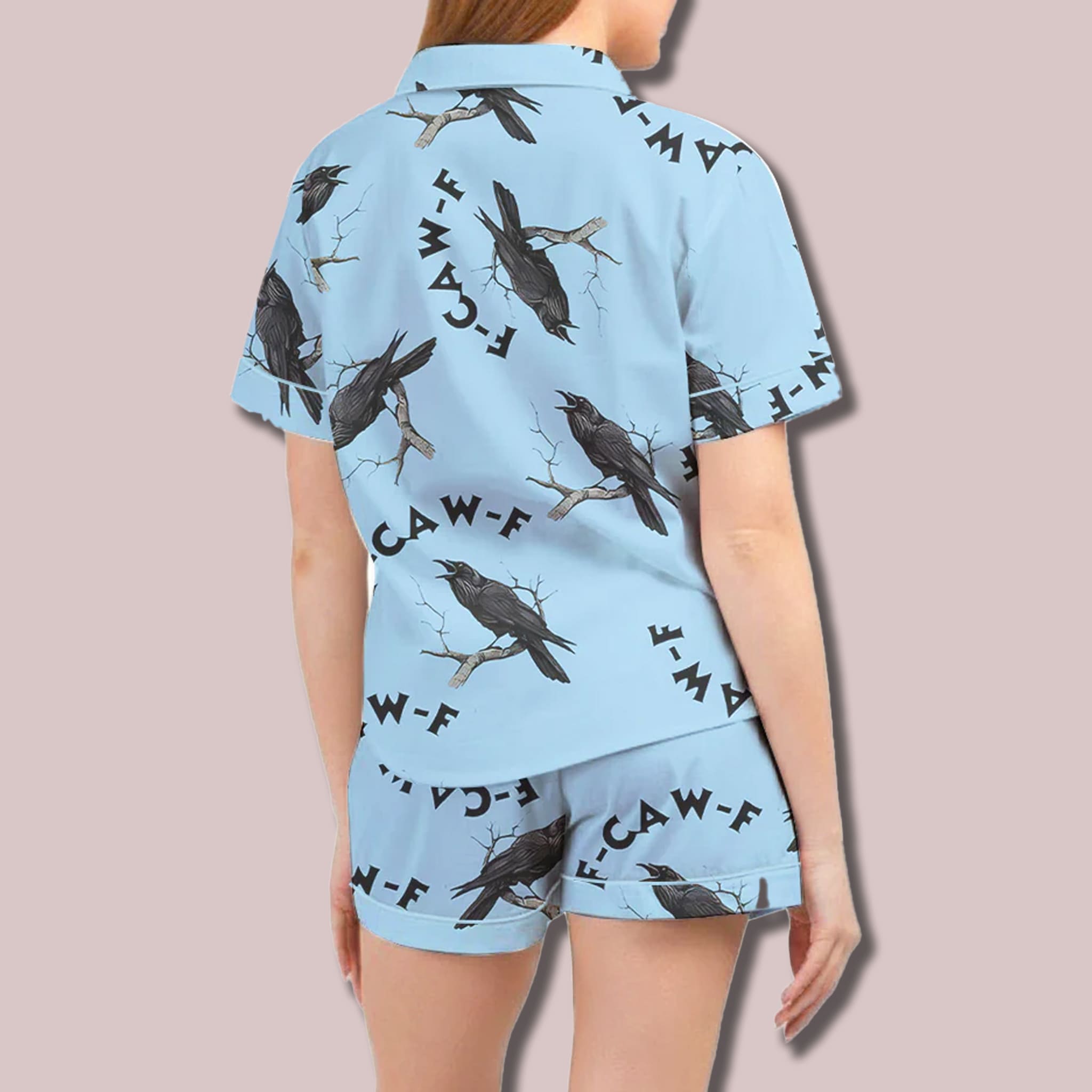 F-Caw-F Crow Silky Satin Pajama Set 2 F Caw F Crow Silky Satin Pajama Set 3