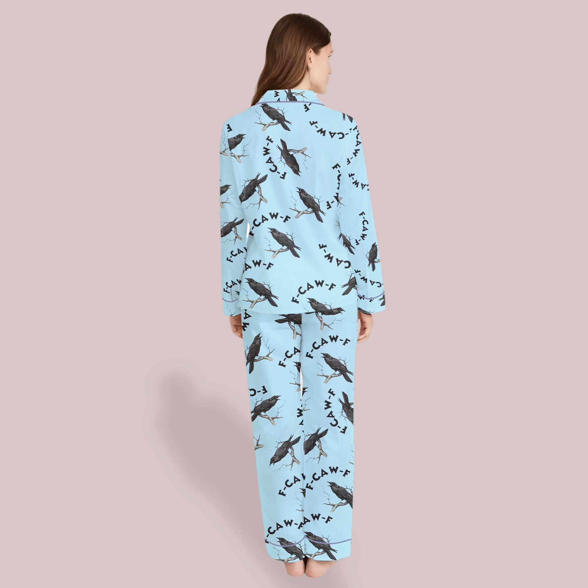 F-Caw-F Crow Silky Satin Pajama Set 3 F Caw F Crow Silky Satin Pajama Set