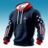 Faith Cross American Flag Waffle Hoodie