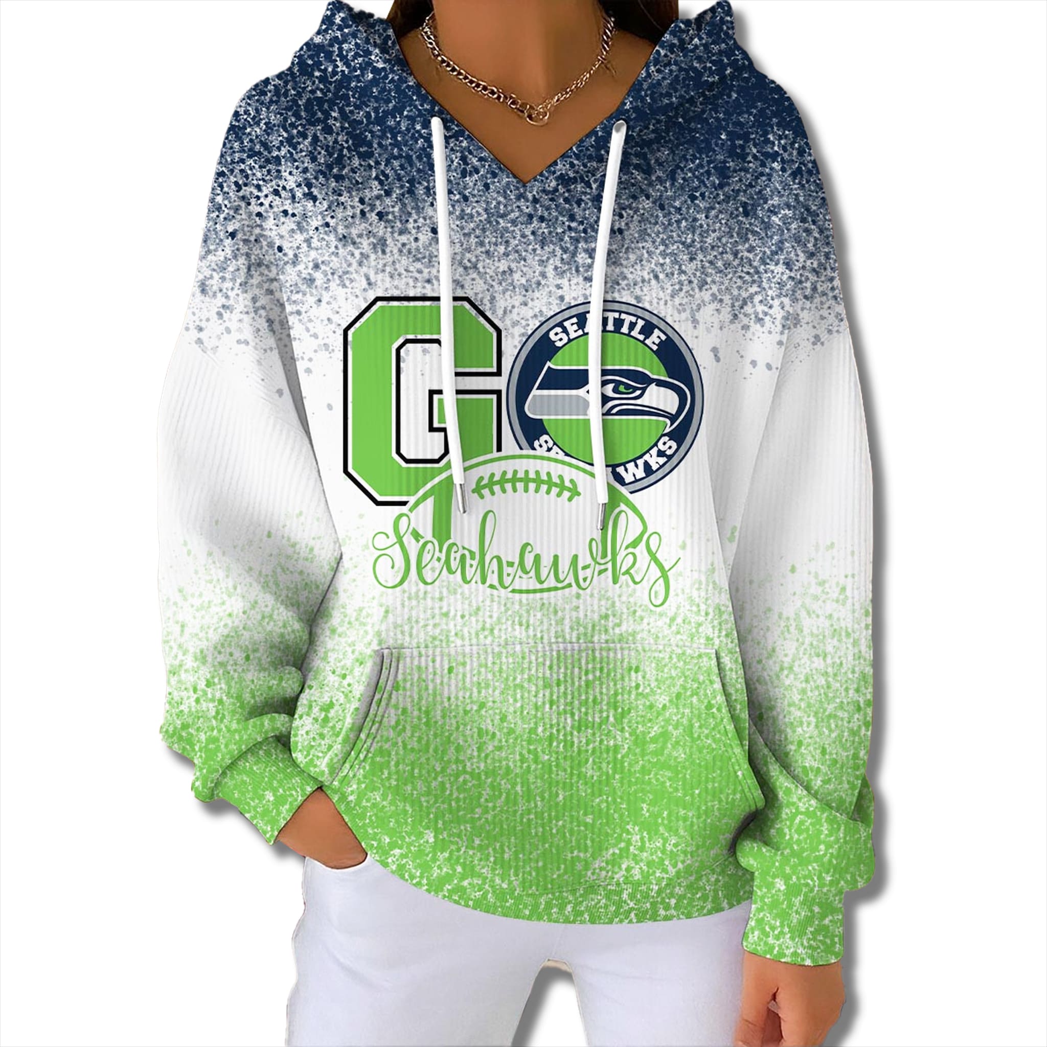 Go Seahawks 2025 Christmas Gradient Waffle Hoodie 1 Go Seattle Seahawks 2025 Christmas Gradient Waffle Hoodie 2