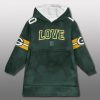 Green Bay Packers Love 10 Unisex Blanket Hoodie 3