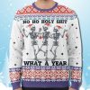 Holy Shit What A Year Skeleton Ugly Christmas Sweater 2