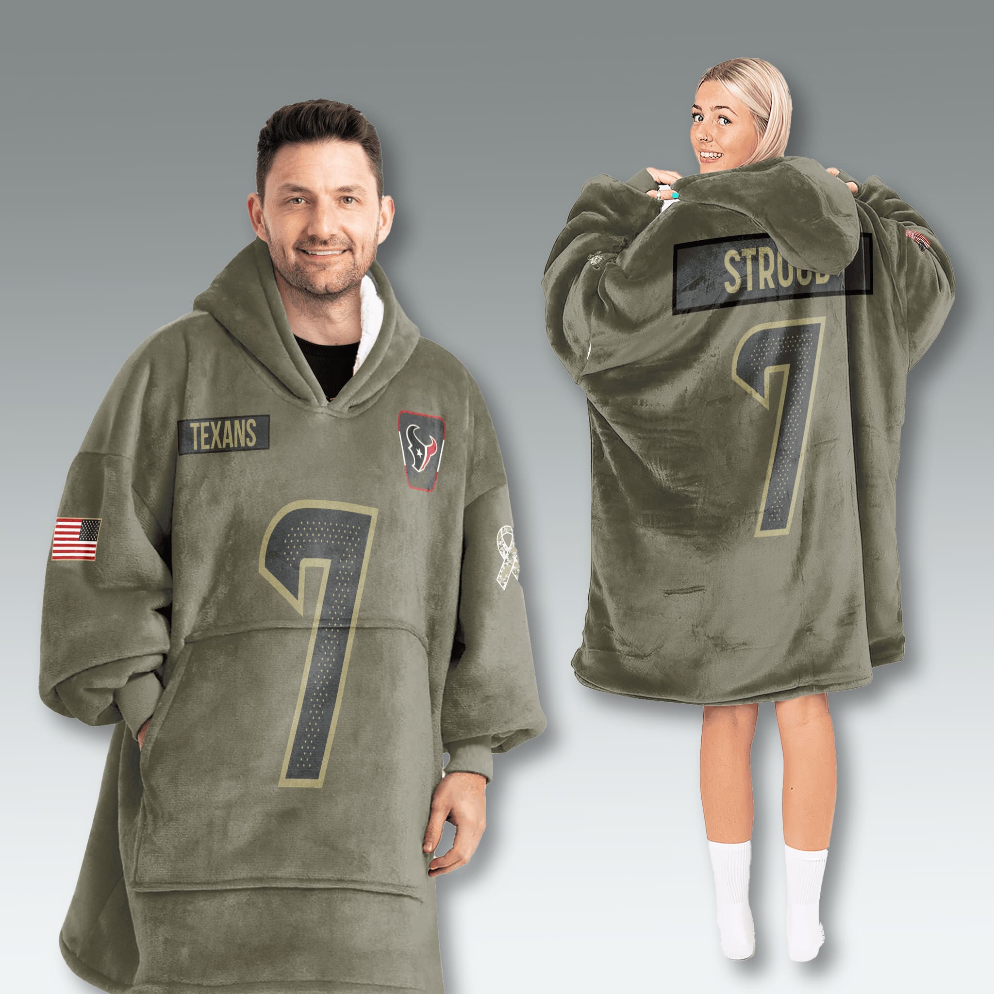 Houston Texans Salute To Service Blanket Hoodie Houston Texans Salute To Service Blanket Hoodie