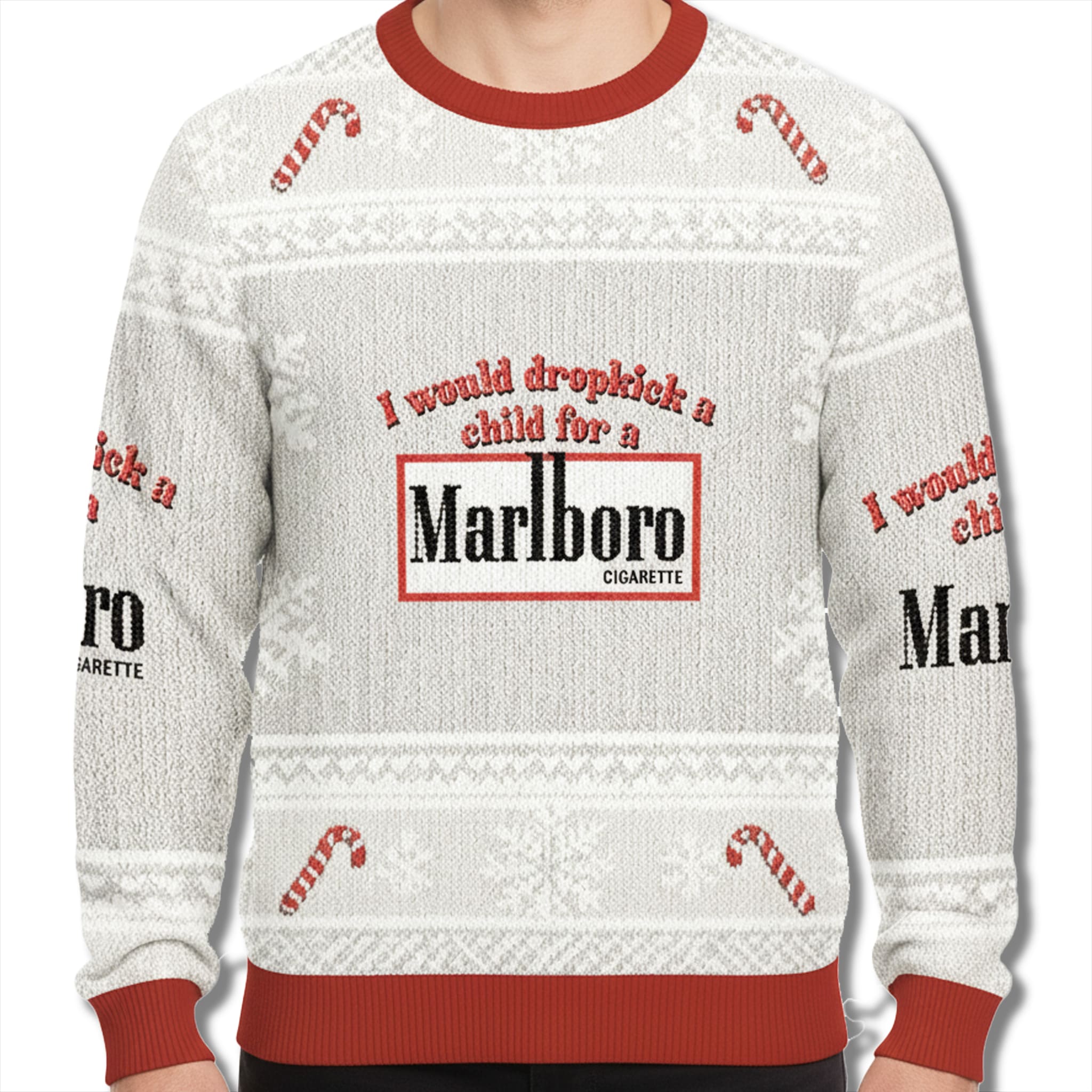 I Would Dropkick A Child For A Marlboro Ugly Christmas Sweater 1 I Would Dropkick A Child For A Marlboro Ugly Christmas Sweater 2