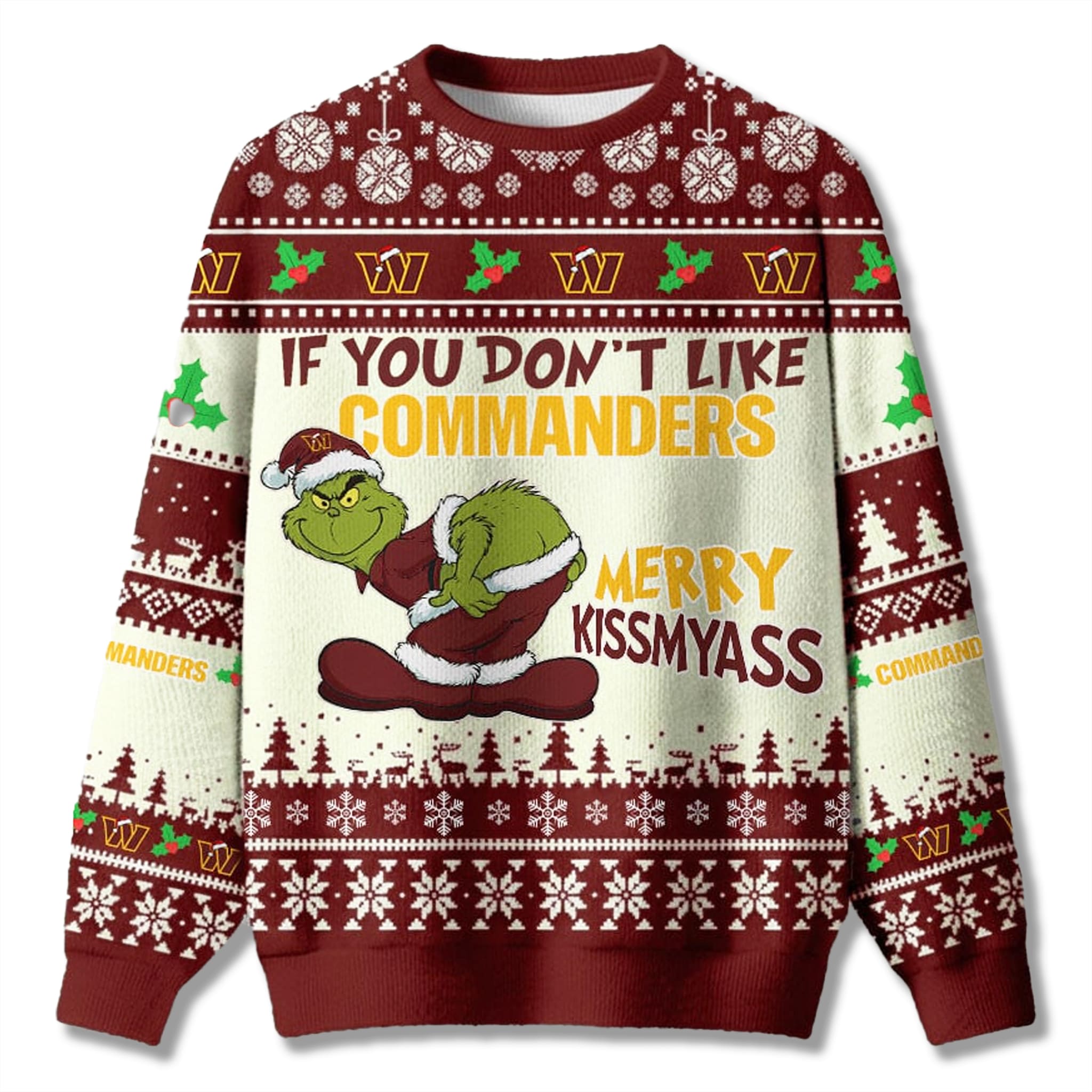 If You Don't Like Commanders Merry Kissmyass Grnch Ugly Sweater 1 If You Dont Like Commanders Merry Kissmyass Grnch Ugly Sweater 1