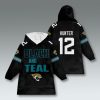 Jacksonville Jaguars Black And Teal Blanket Hoodie
