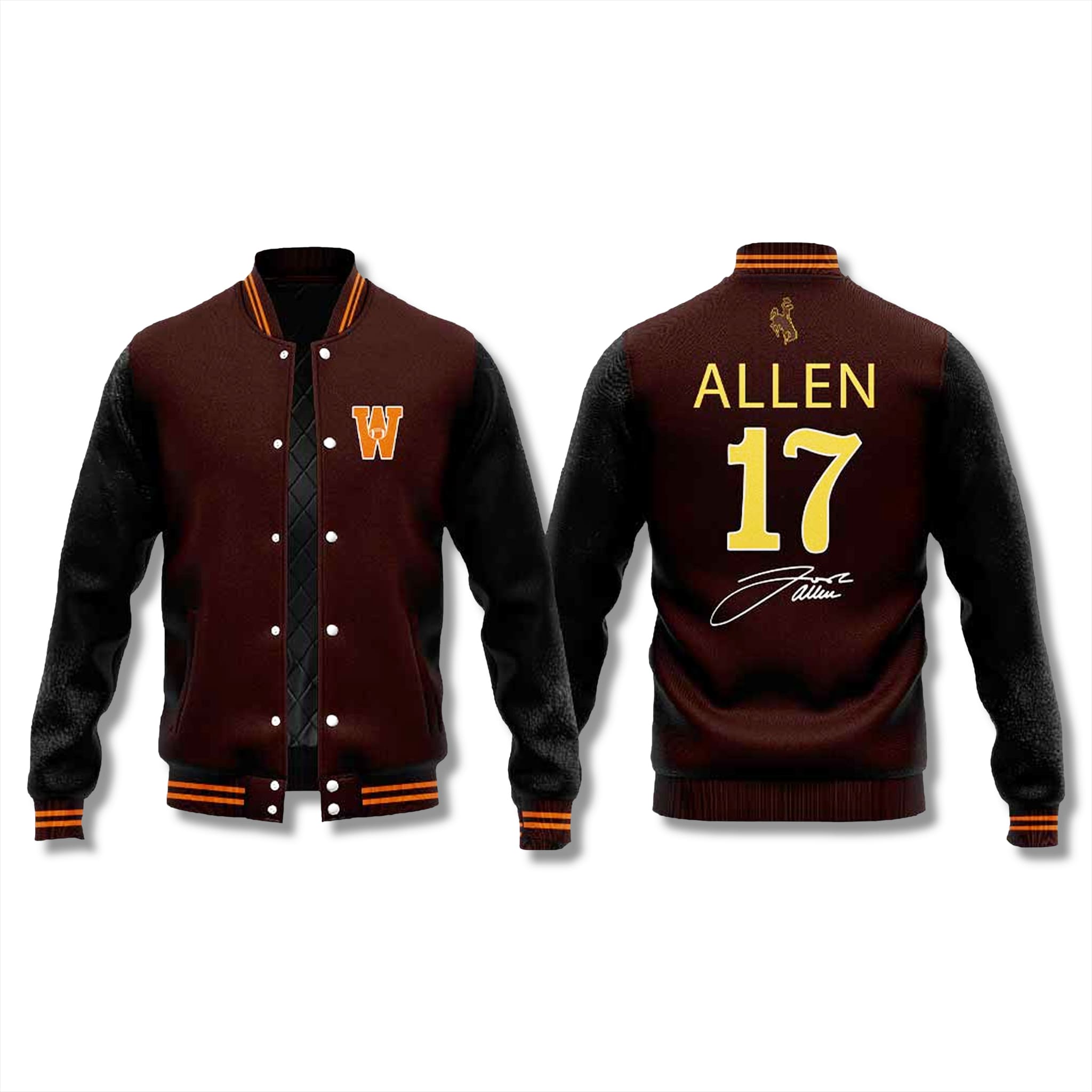 Josh Allen x Wyoming Cowboy Football Baseball Jacket 2025 Josh Allen x Wyoming Cowboy Football Baseball Jacket 2025