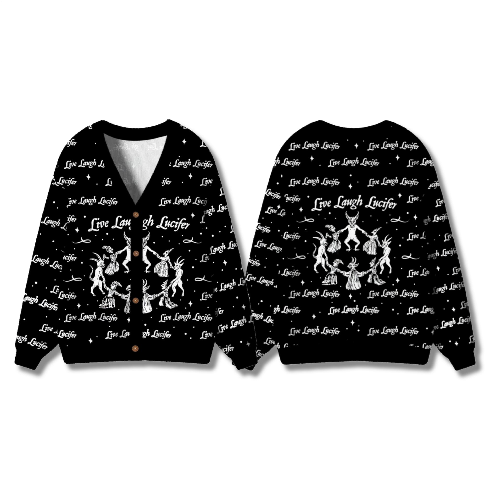 Live Laugh Lucifer Christmas Cardigan Sweater 2 Live Laugh Lucifer Christmas Cardigan Sweater 3