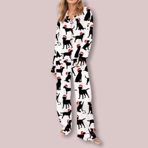 Labrador Silhouettes Christmas Satin Pajama Set 2