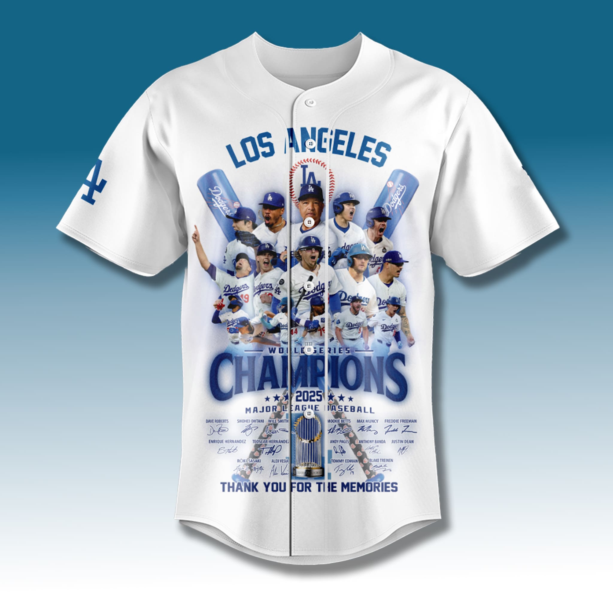 LA Dodgers Champions 2025 Thank You For The Memories Jersey 1 LA Dodgers Champions 2025 Thank You For The Memories Jersey 1