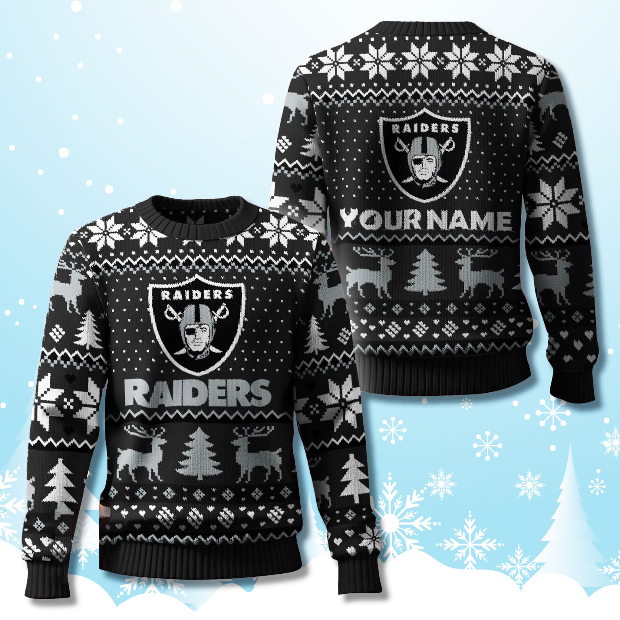 Las Vegas Raiders 2025 Personalized Ugly Christmas Sweater 1 Las Vegas Raiders 2025 Personalized Ugly Christmas Sweater 1