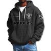 Raiders 2025 Waffle Quarter Zip Hoodie 4 Las Vegas Raiders 2025 Quarter Zip Waffle Hoodie 2