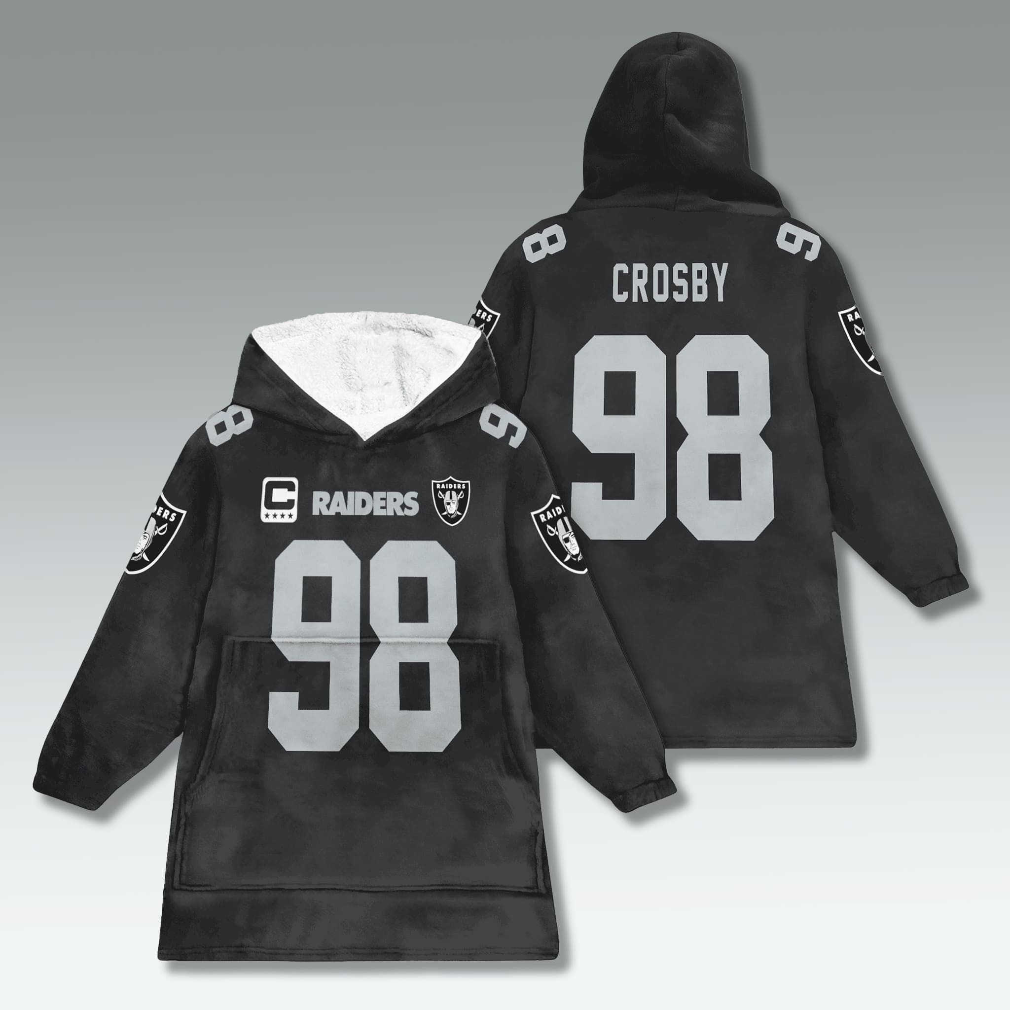 Las Raiders Captain Patch Blanket Hoodie 2025 1 Las Vegas Raiders Captain Patch Blanket Hoodie 2