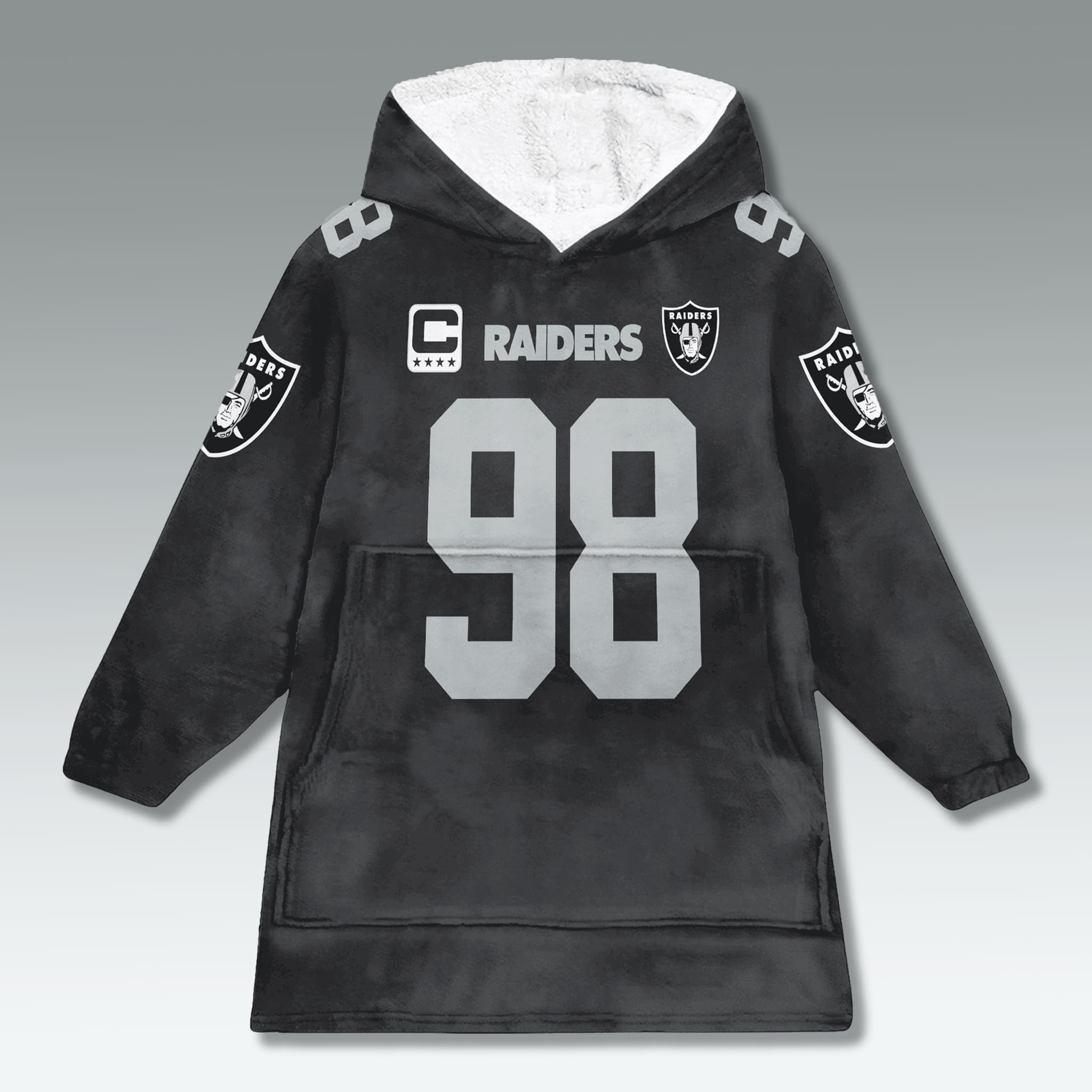 Las Raiders Captain Patch Blanket Hoodie 2025 2 Las Vegas Raiders Captain Patch Blanket Hoodie 3