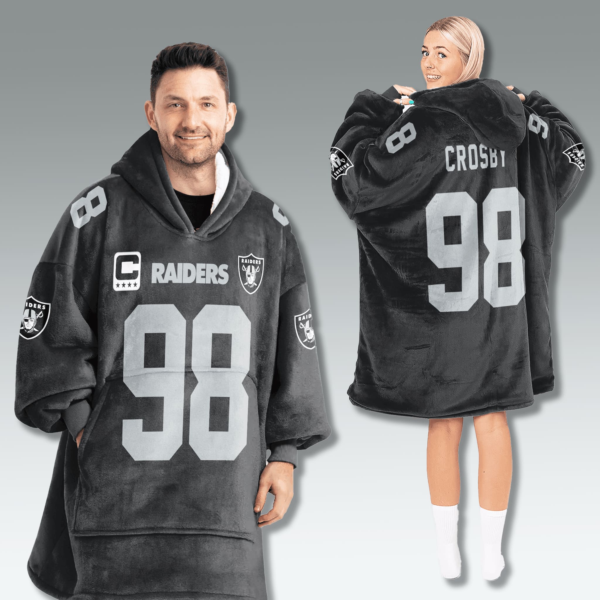 Las Vegas Raiders Captain Patch Blanket Hoodie Las Vegas Raiders Captain Patch Blanket Hoodie