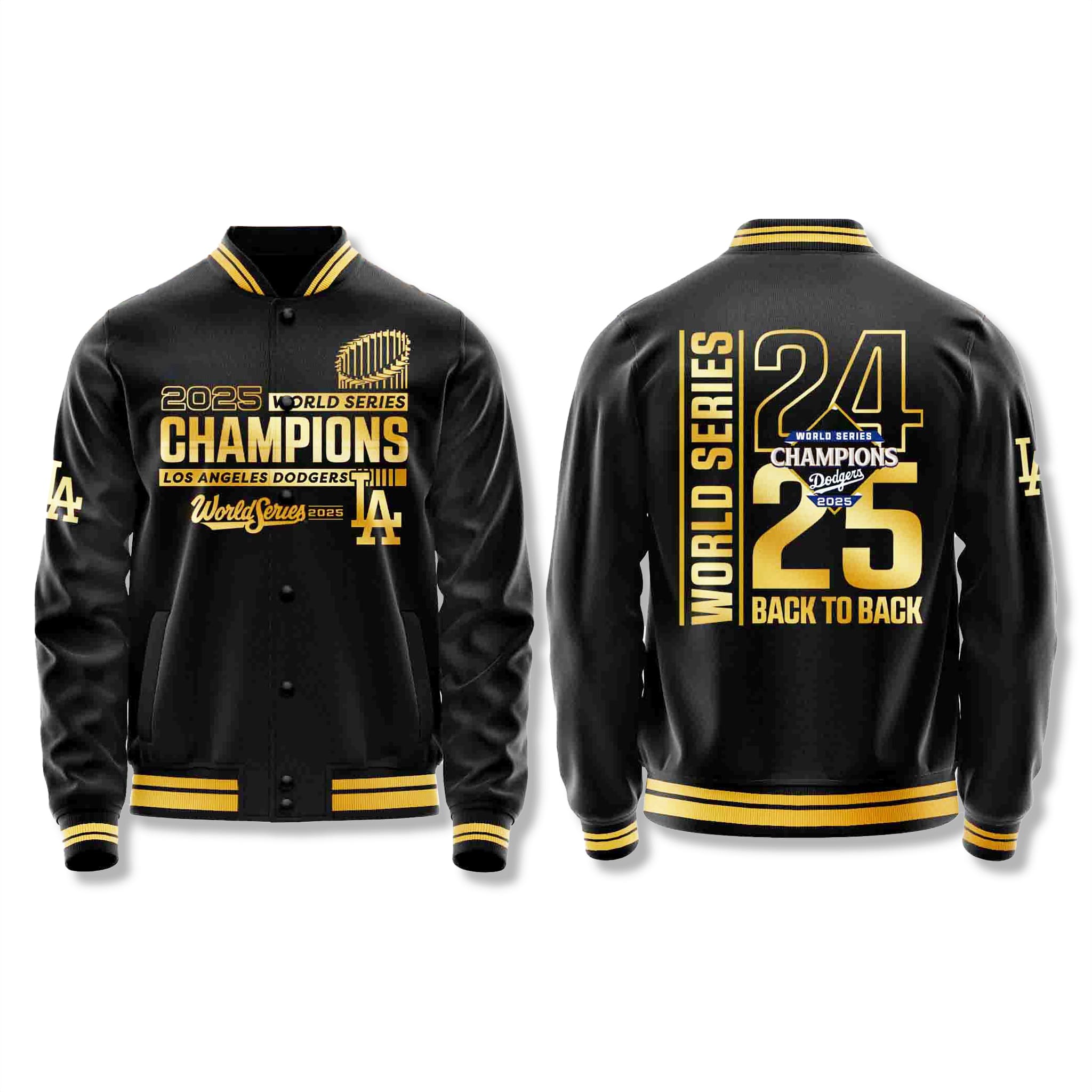 Los Angeles Dodgers 2025 World Champions Gold Jacket 1 Los Angeles Dodgers 2025 World Champions Gold Jacket 2