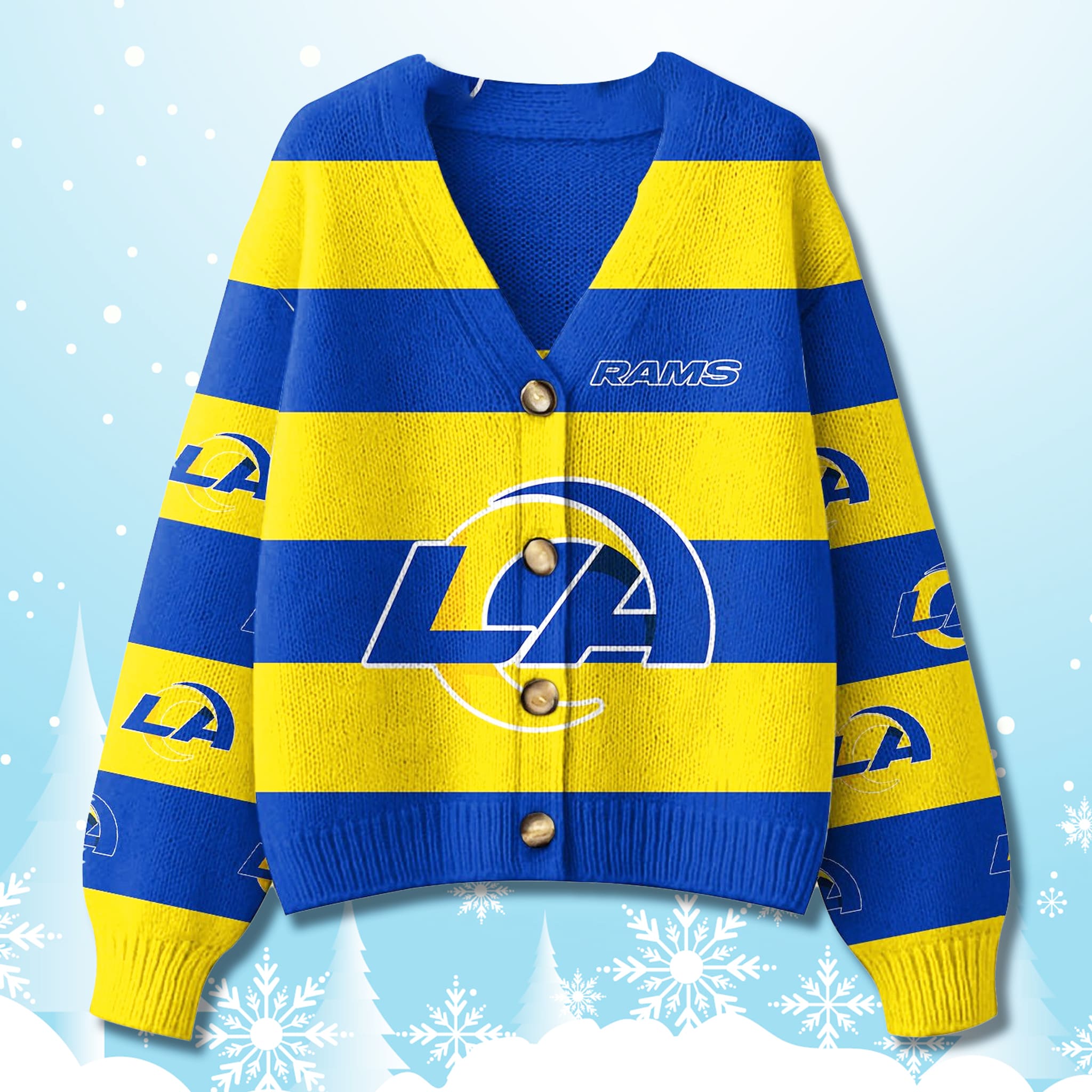 Rams Christmas Cardigan Sweater 2025 2 Los Angeles Rams Christmas Cardigan Sweater 2025