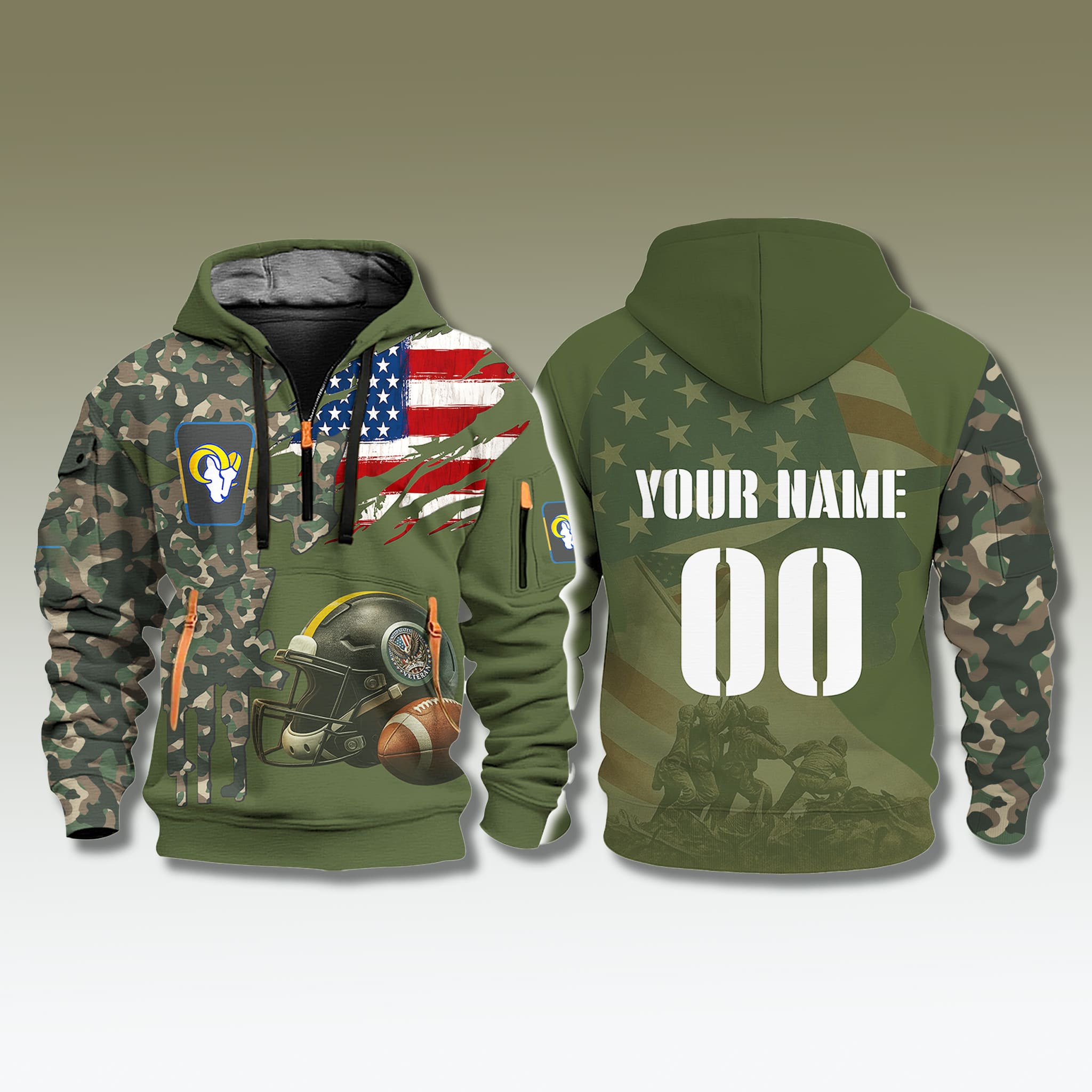 Rams Veteran Quarter Zip Hoodie 2025 1 Los Angeles Rams Veteran Quarter Zip Hoodie 2025 2