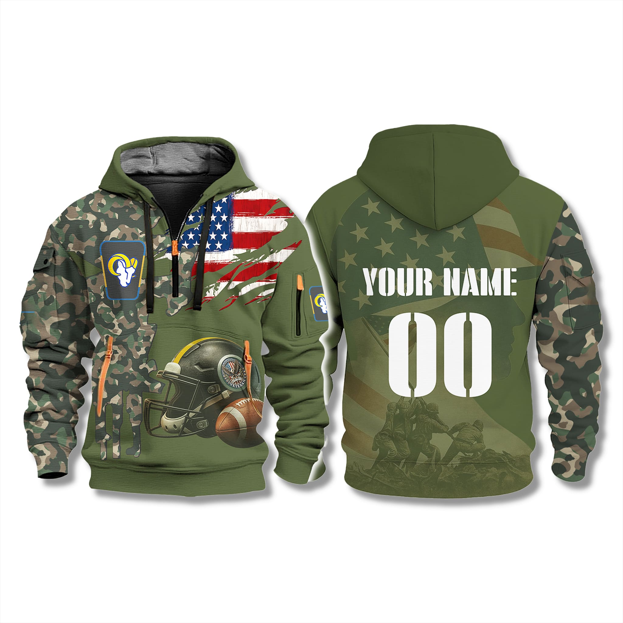 Los Angeles Rams Veteran Quarter Zip Hoodie 2025 Los Angeles Rams Veteran Quarter Zip Hoodie 2025