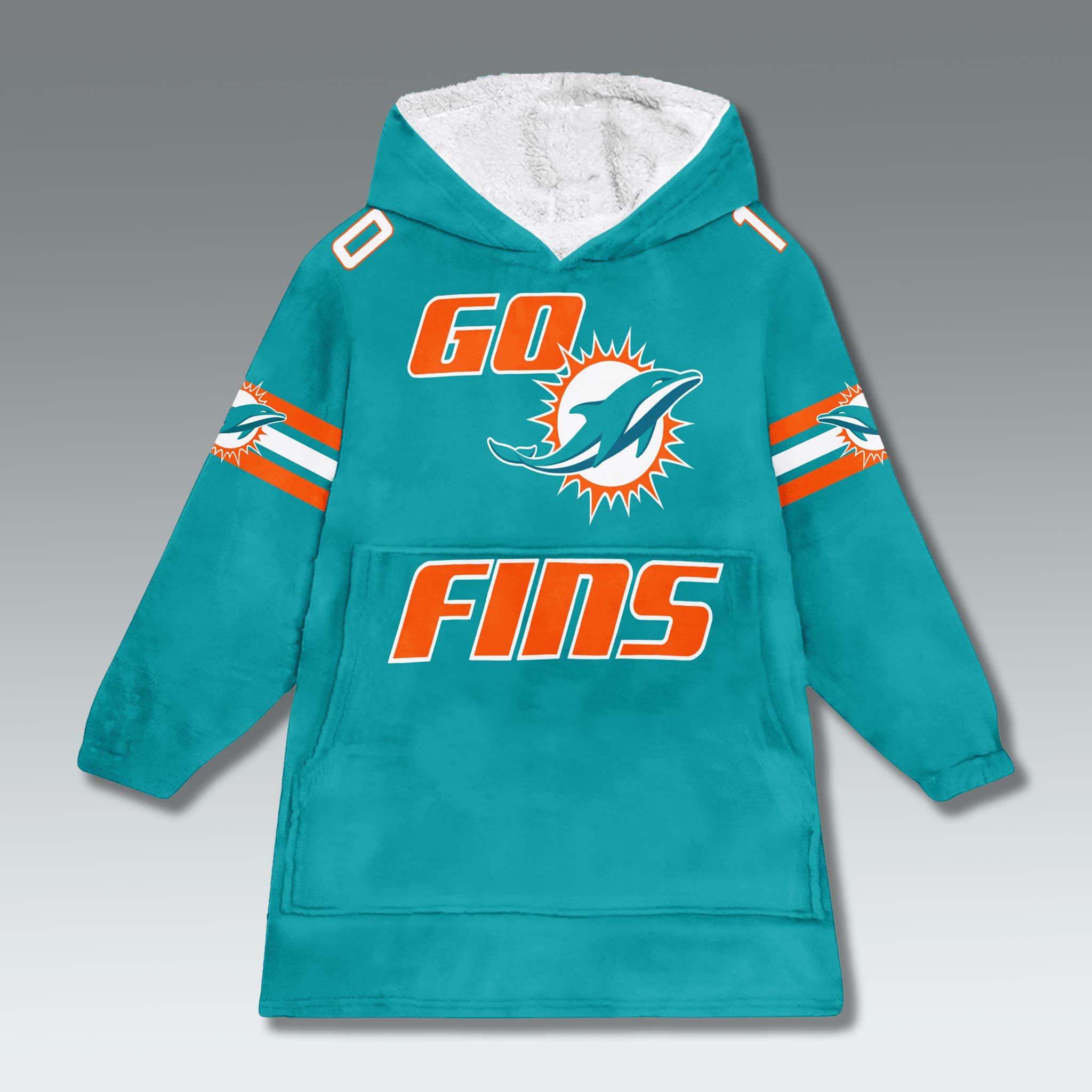 Miami Football Go Fins Blanket Hoodie 3 Miami Football Go Fins Blanket Hoodie 4