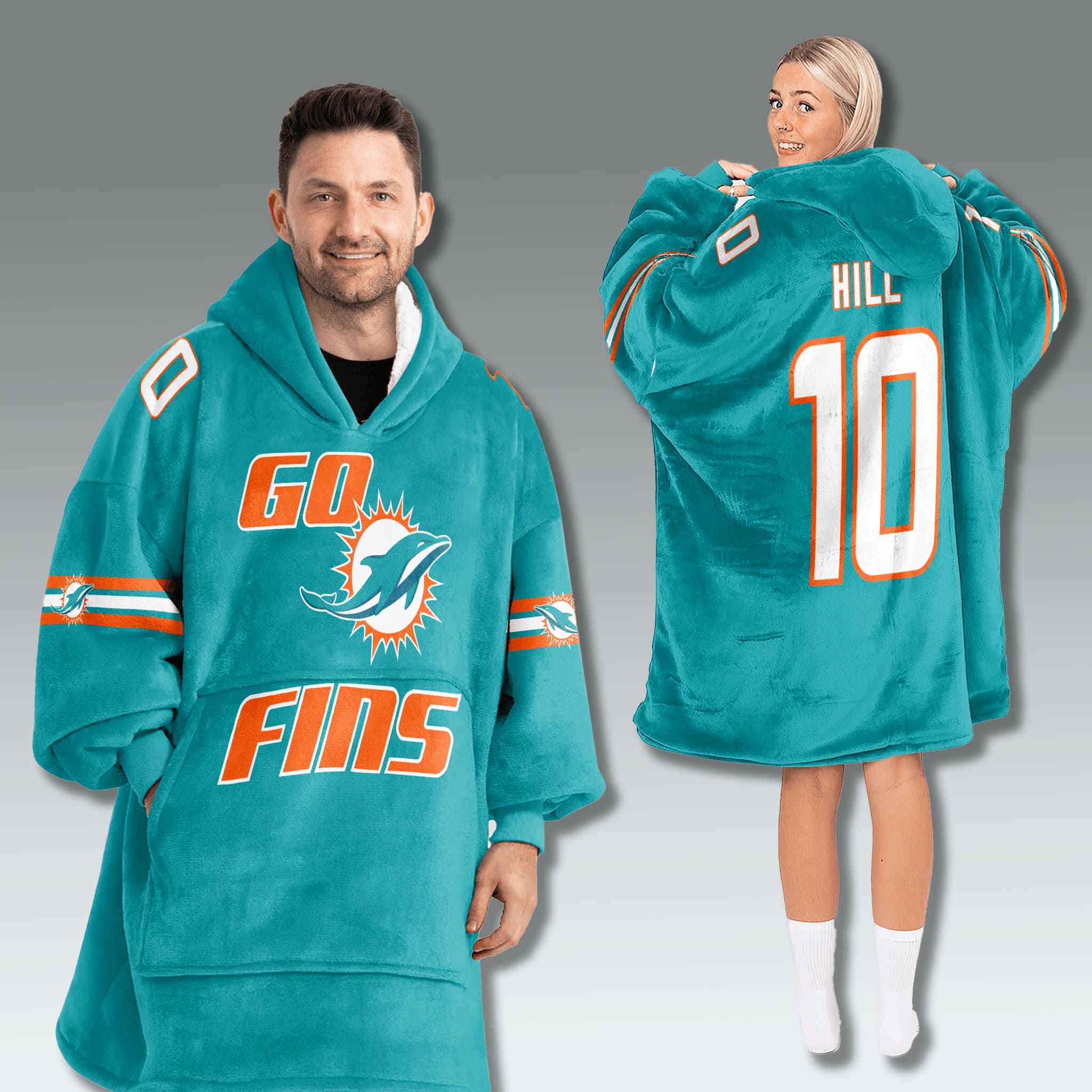 Miami Football Go Fins Blanket Hoodie Miami Football Go Fins Blanket Hoodie