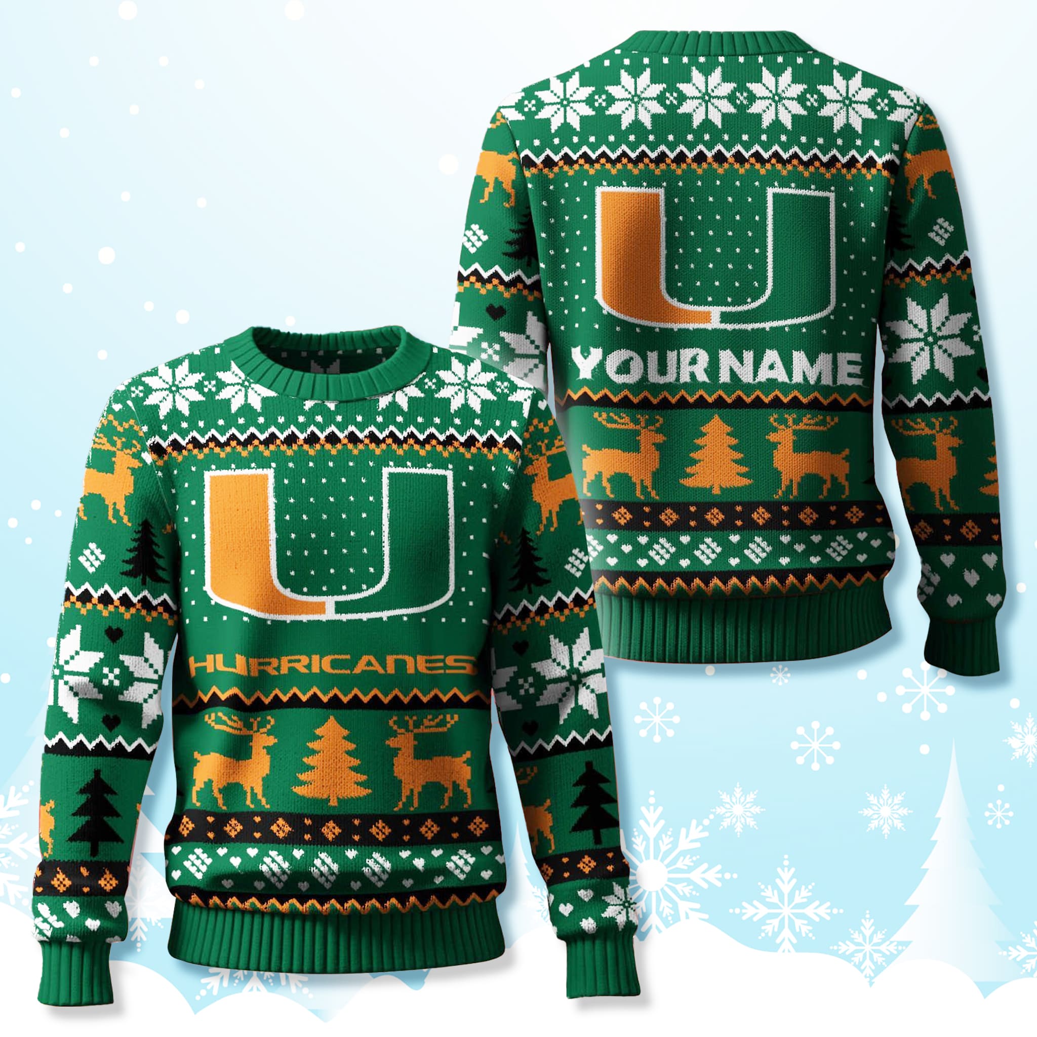 Miami Hurricanes Custom Ugly Christmas Sweater 2025 Miami Hurricanes Custom Ugly Christmas Sweater 2025