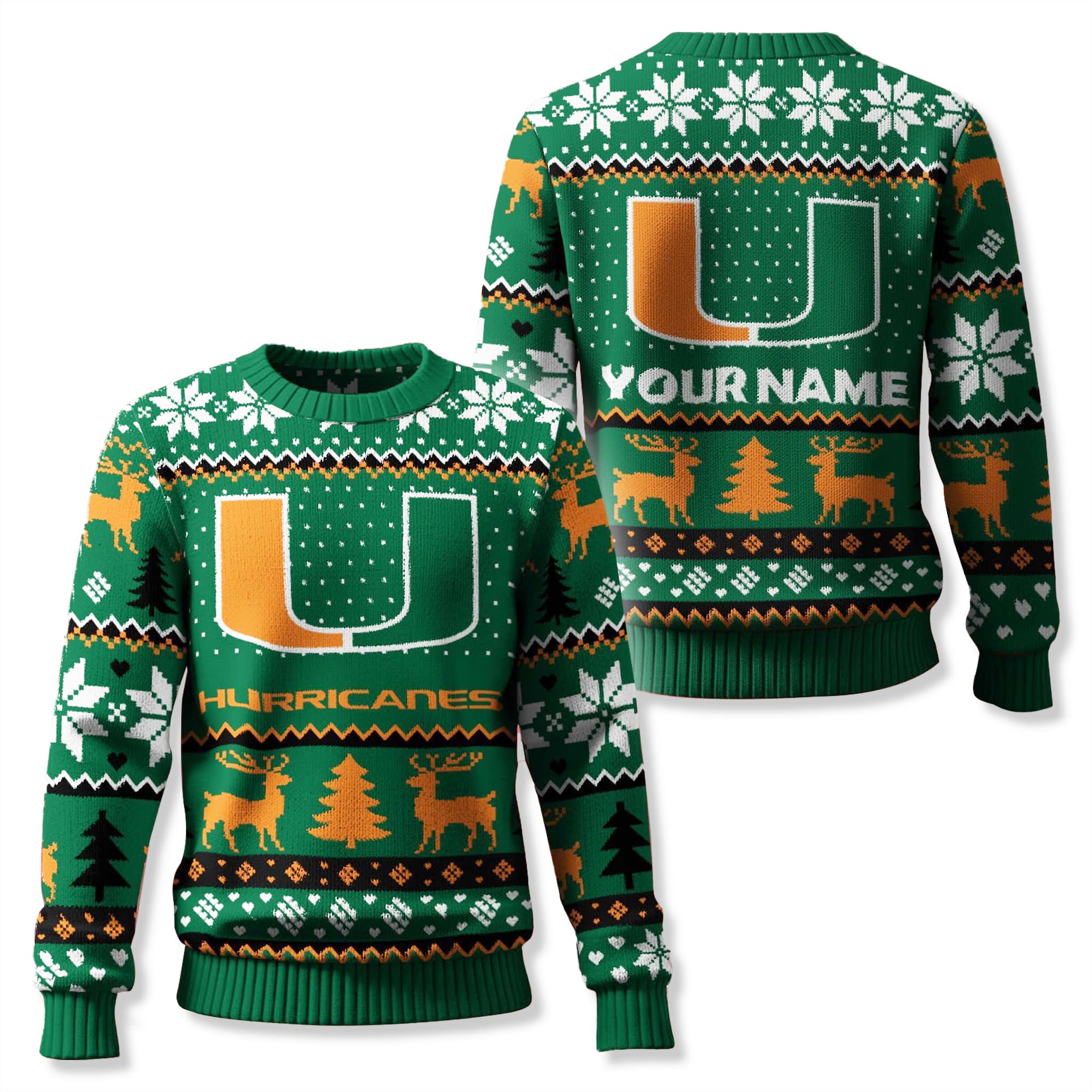Miami Hurricanes Custom Ugly Christmas Sweater 2025 3 Miami Hurricanes Custom Ugly Christmas Sweater 2025