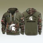Michigan State Spartans Military Camo Quarter Zip Hoodie 2025