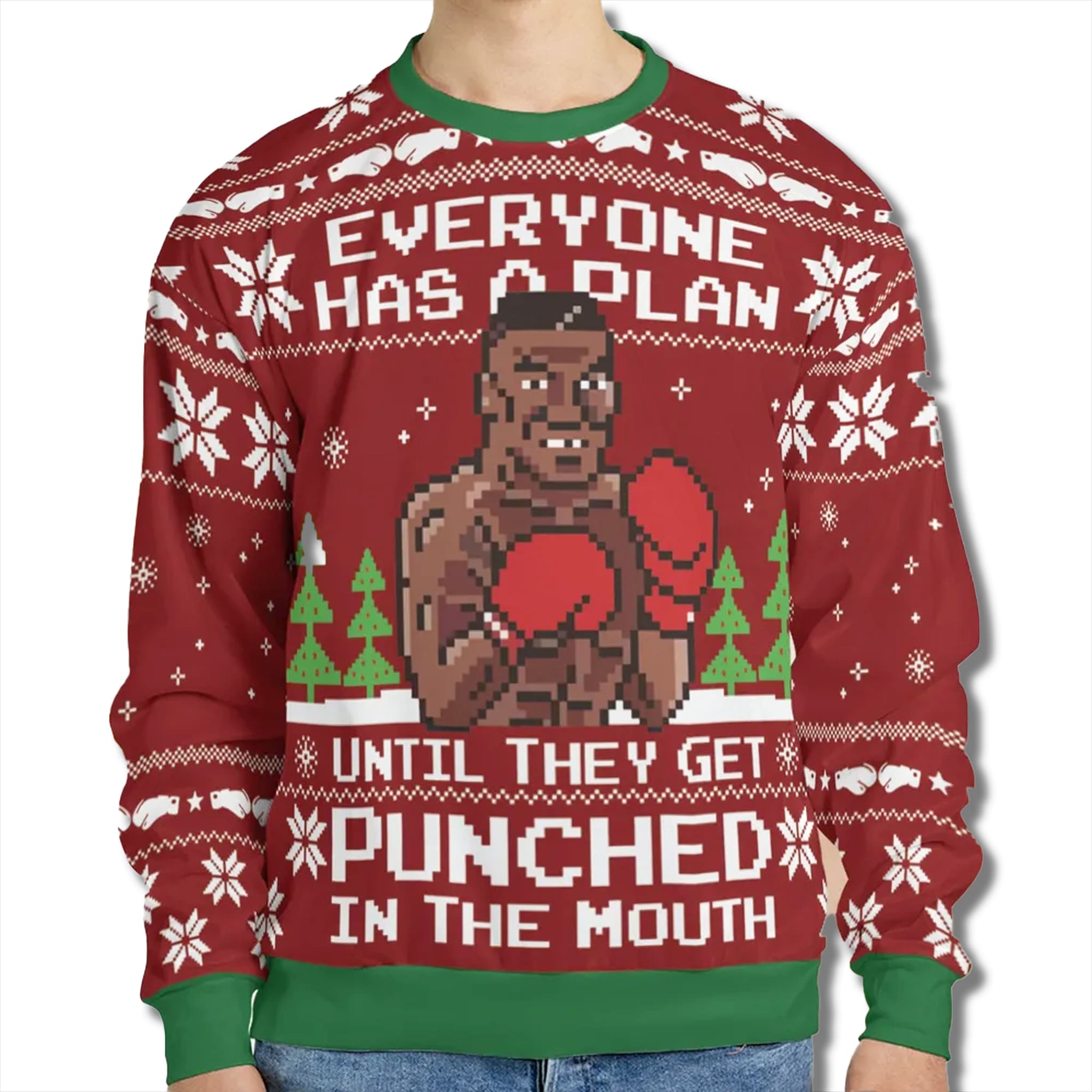 Mike Tyson Everyone Has A Plan Ugly Christmas Sweater 1 Mike Tyson Everyone Has A Plan Ugly Christmas Sweater 2