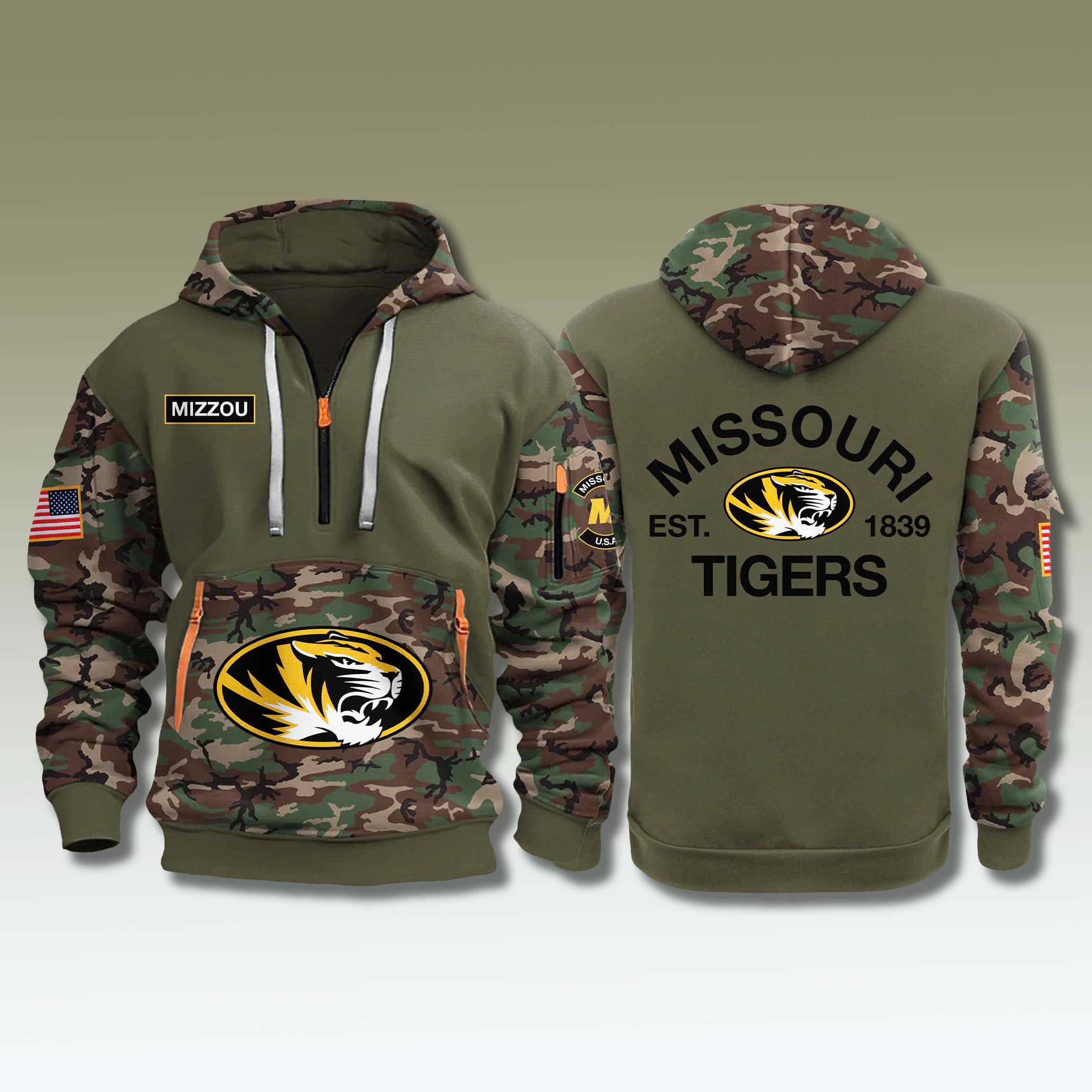 Missouri Tigers Military Camo Quarter Zip Hoodie 2025 1 Missouri Tigers Military Camo Quarter Zip Hoodie 2025 1